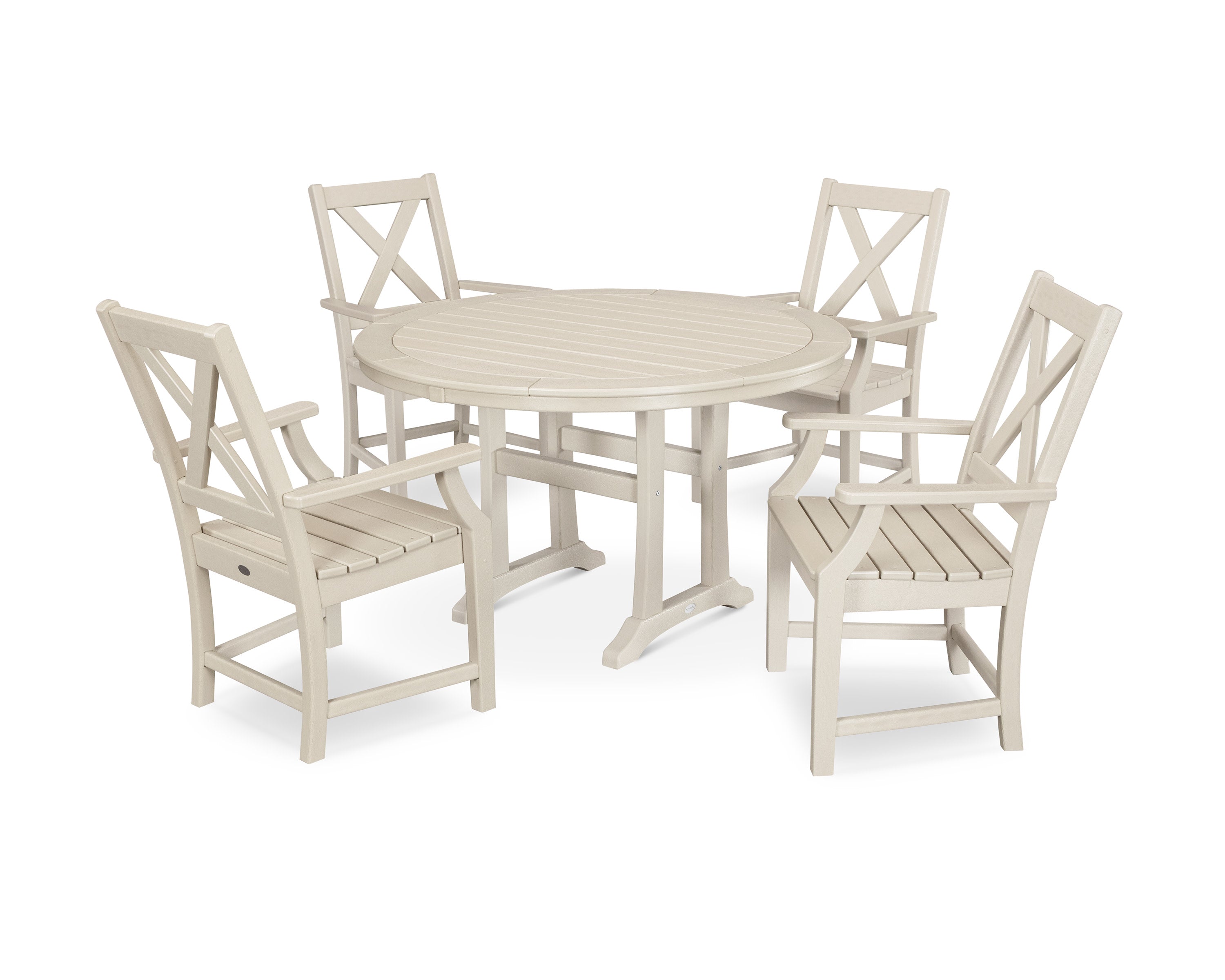 Braxton 5-Piece Nautical Trestle Arm Chair Dining Set in Sand