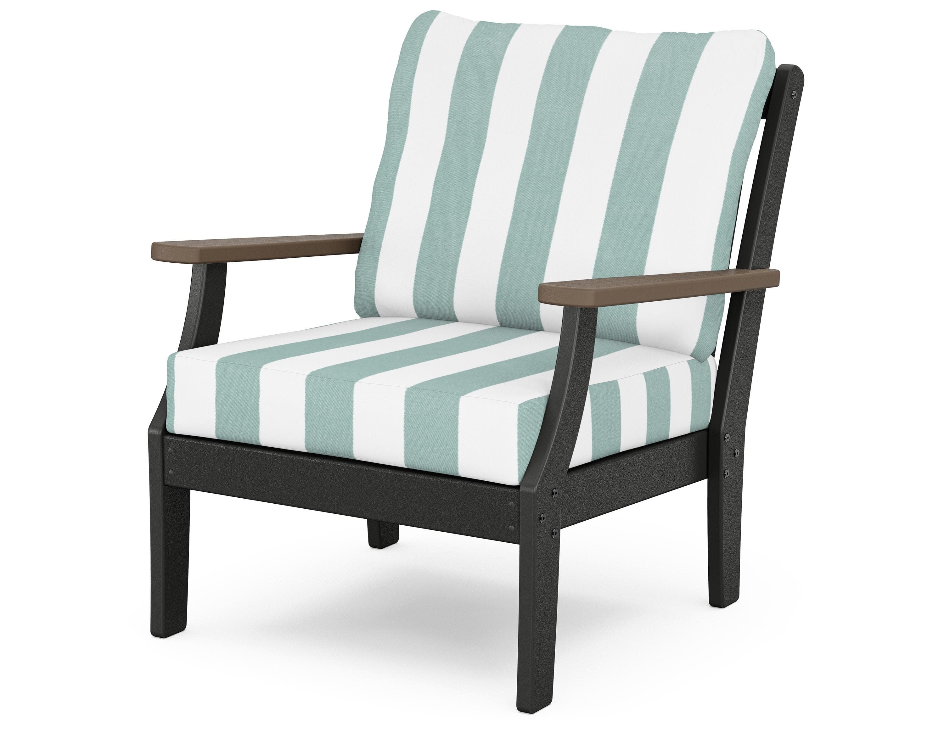 Braxton Deep Seating Chair in Black / Kona / Cabana Stripe Glacier Spa