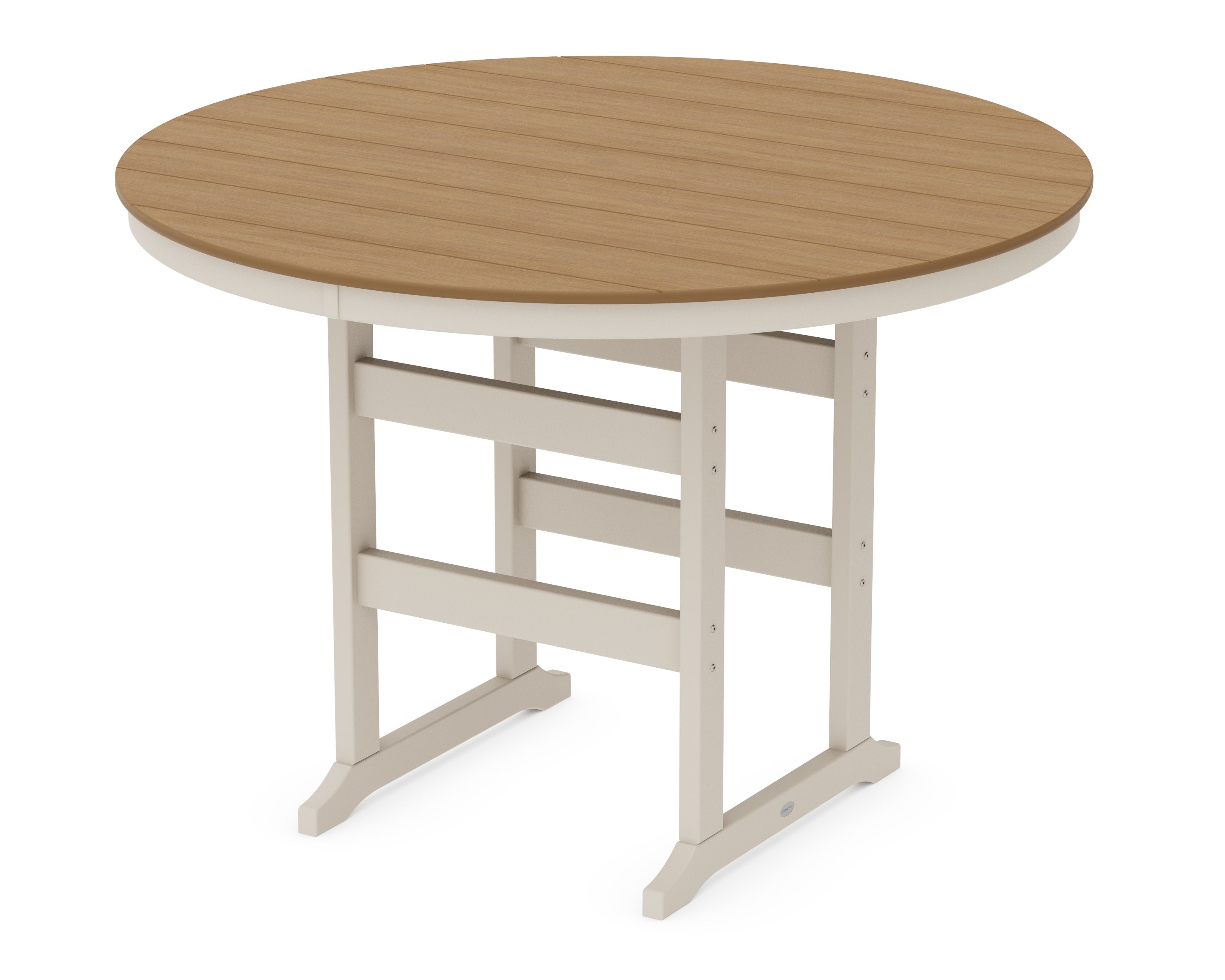 60" Round Farmhouse Bar Table in Sand / Natural