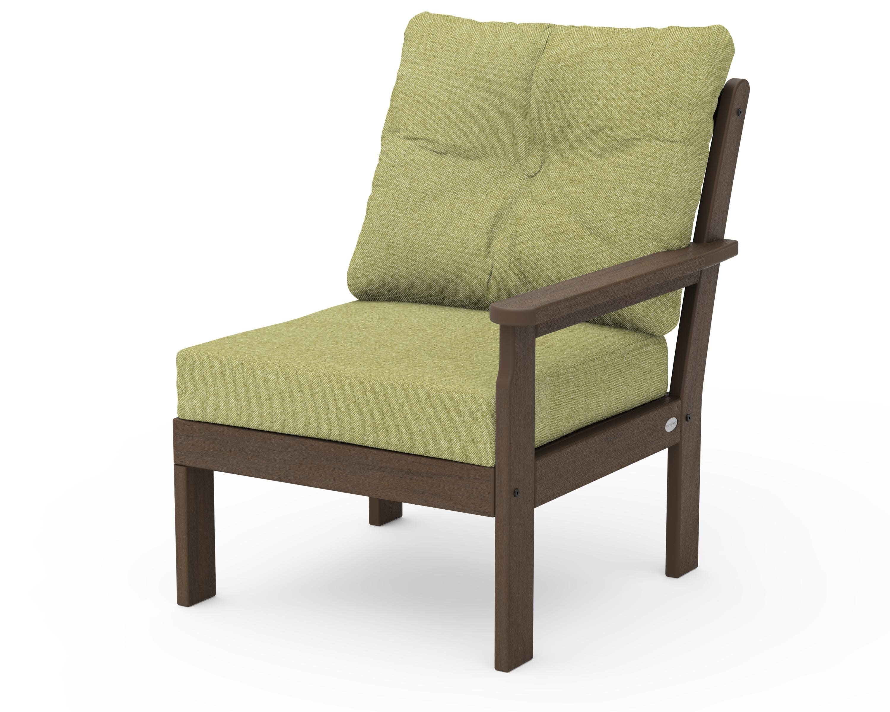 Vineyard Modular Right Arm Chair in Kona / Chartreuse Boucle