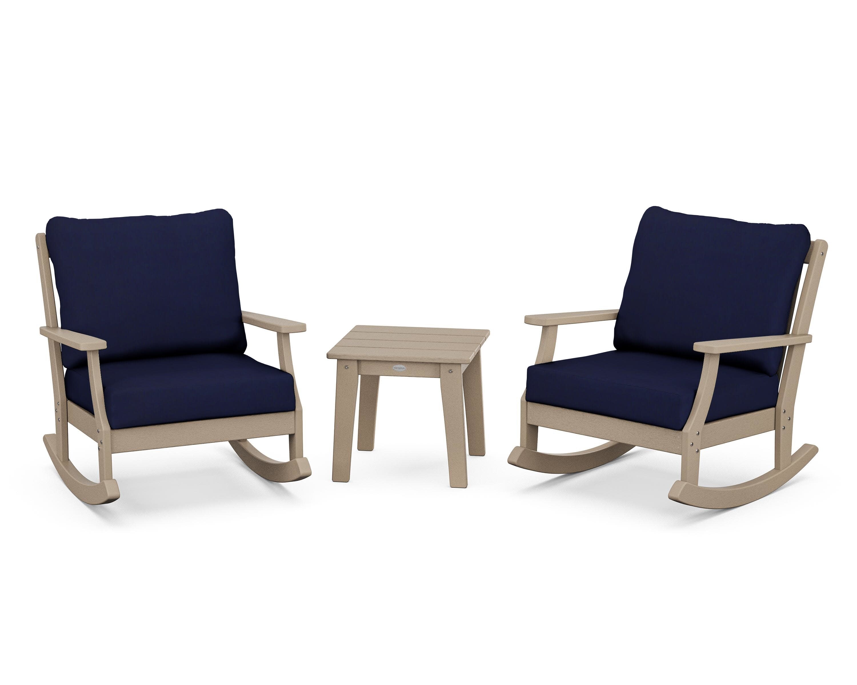 Braxton 3-Piece Deep Seating Rocker Set in Vintage Sahara / Navy