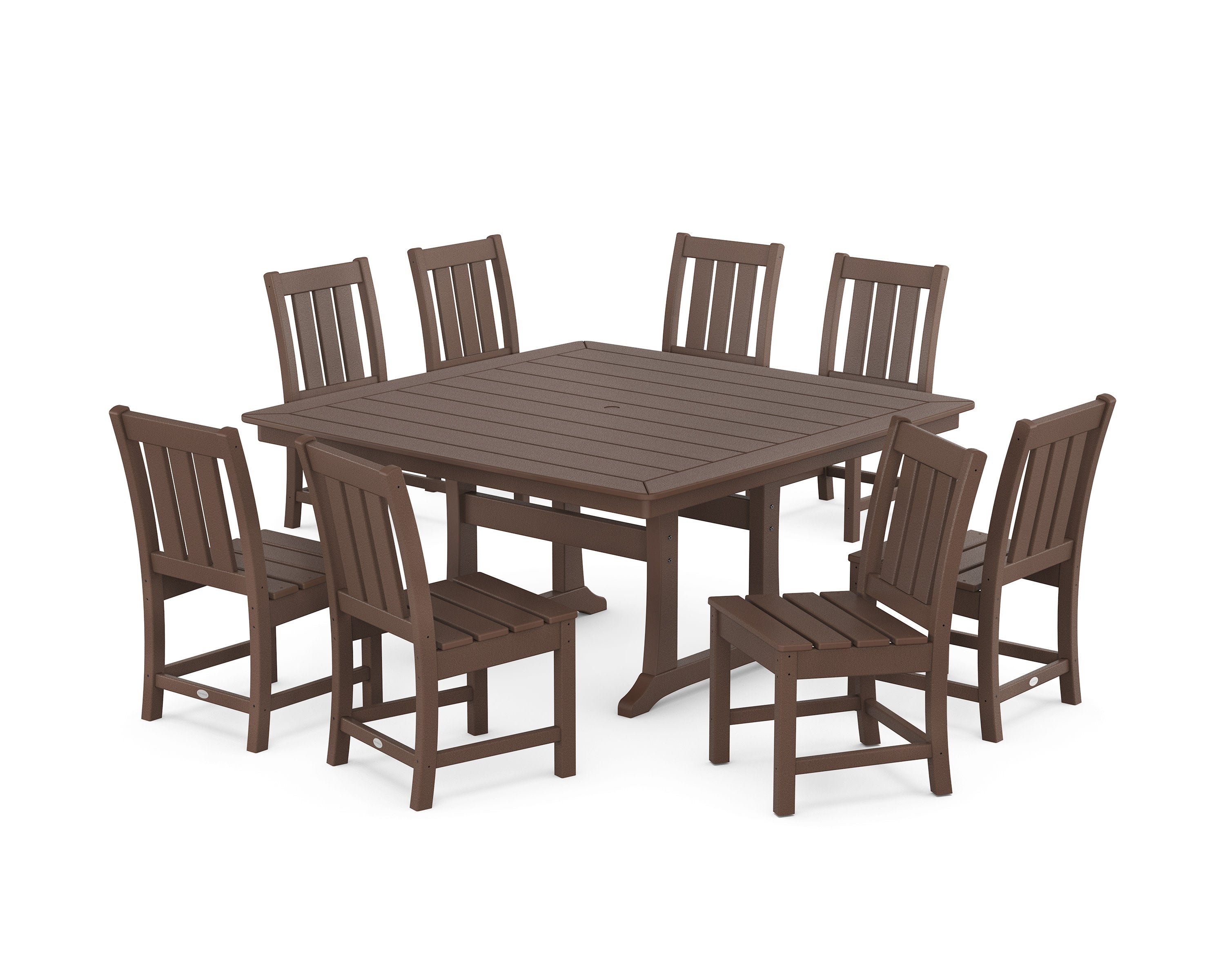 Oxford Side Chair 9-Piece Square Dining Set with Trestle Legs in Mahogany