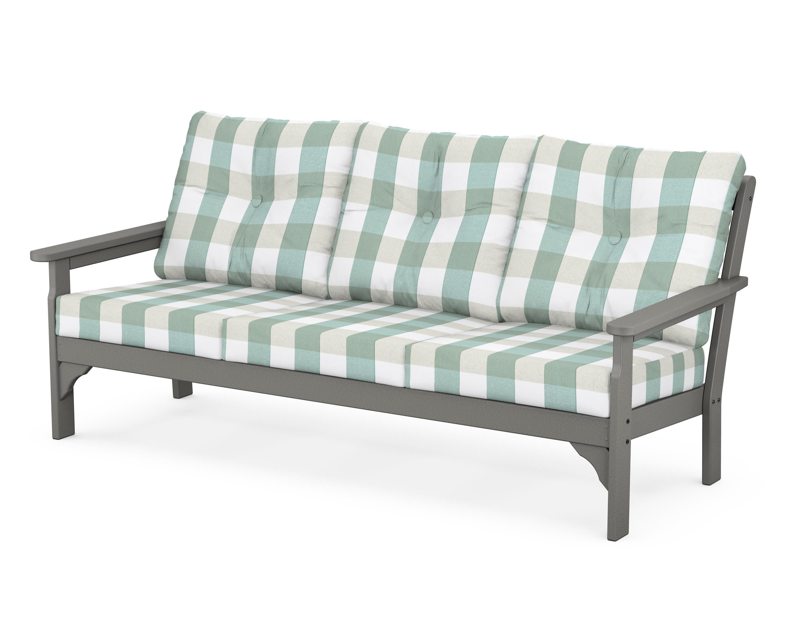 Vineyard Deep Seating Sofa in Slate Grey / Buffalo Plaid Glacier Spa