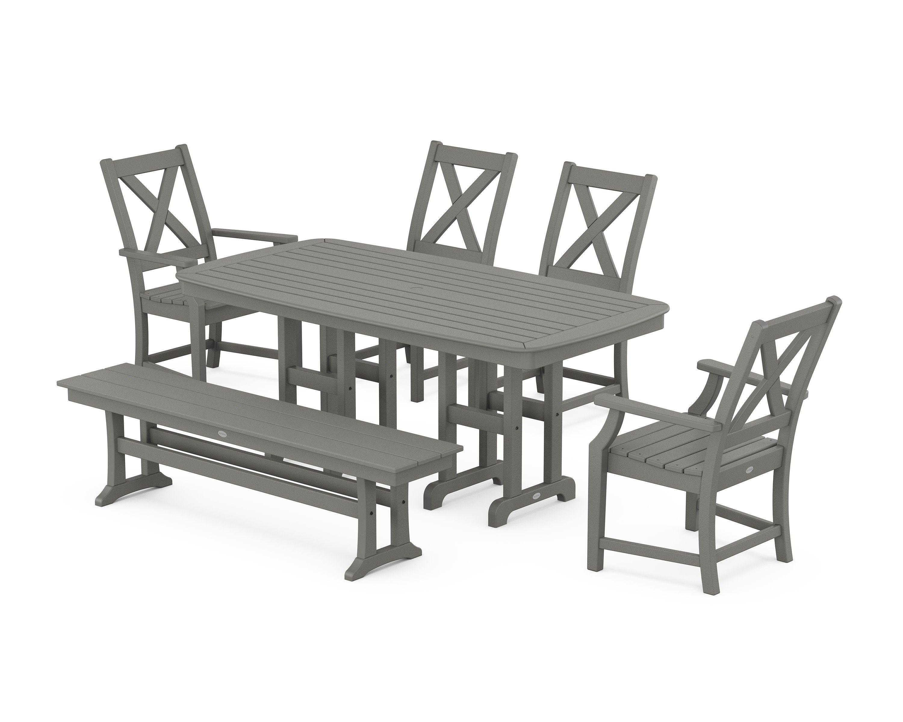 Braxton 6-Piece Dining Set with Bench in Slate Grey