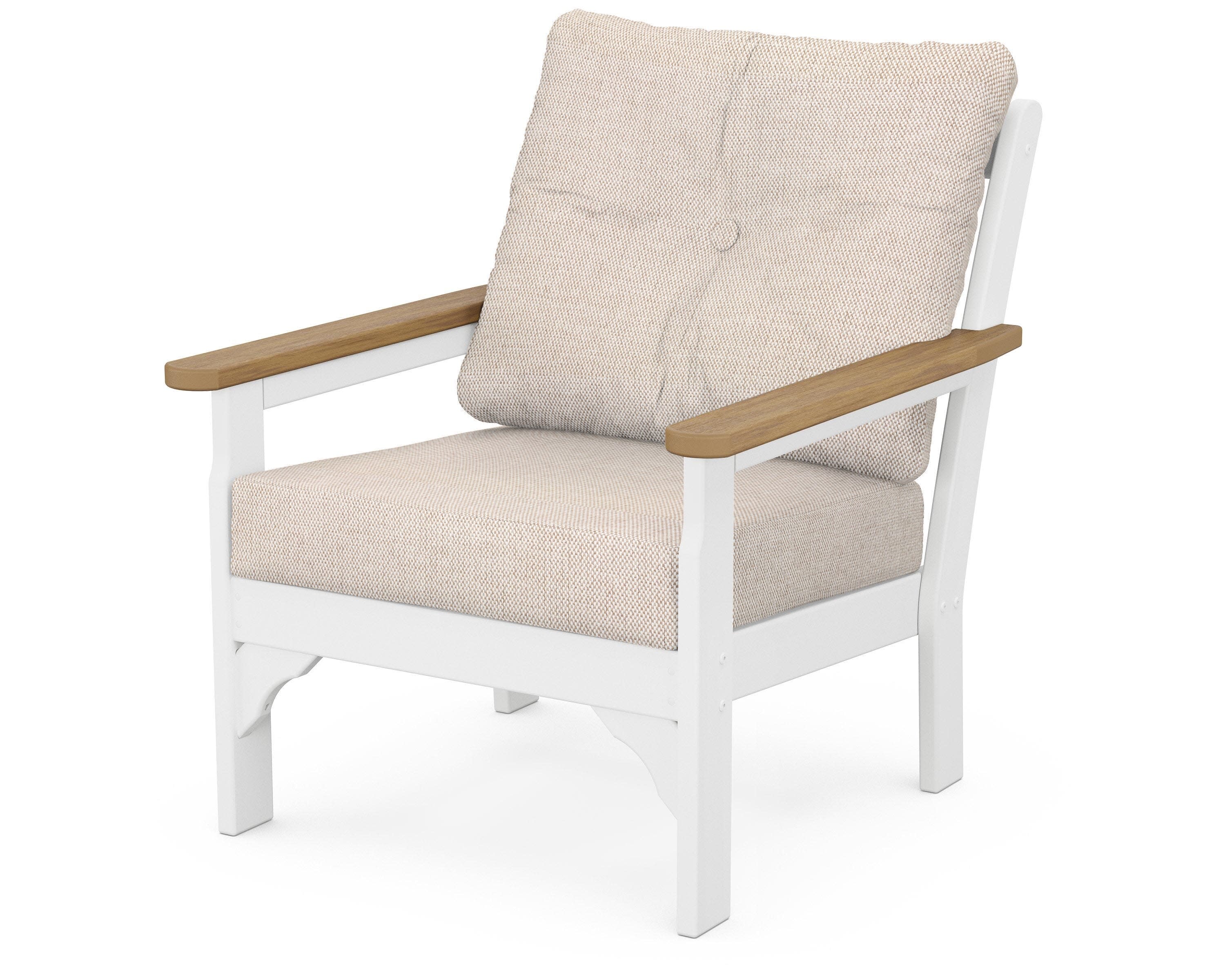 Vineyard Deep Seating Chair in White / Natural / Blend Linen