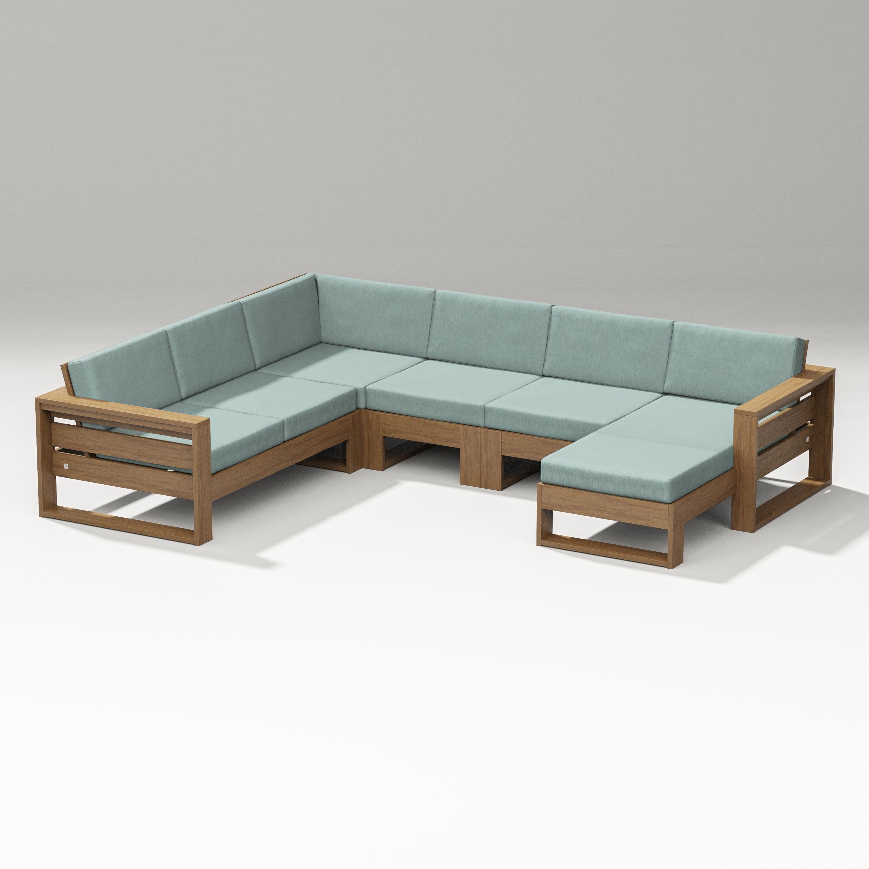 Latitude Corner Sectional with Right Chaise in Natural / Glacier Spa