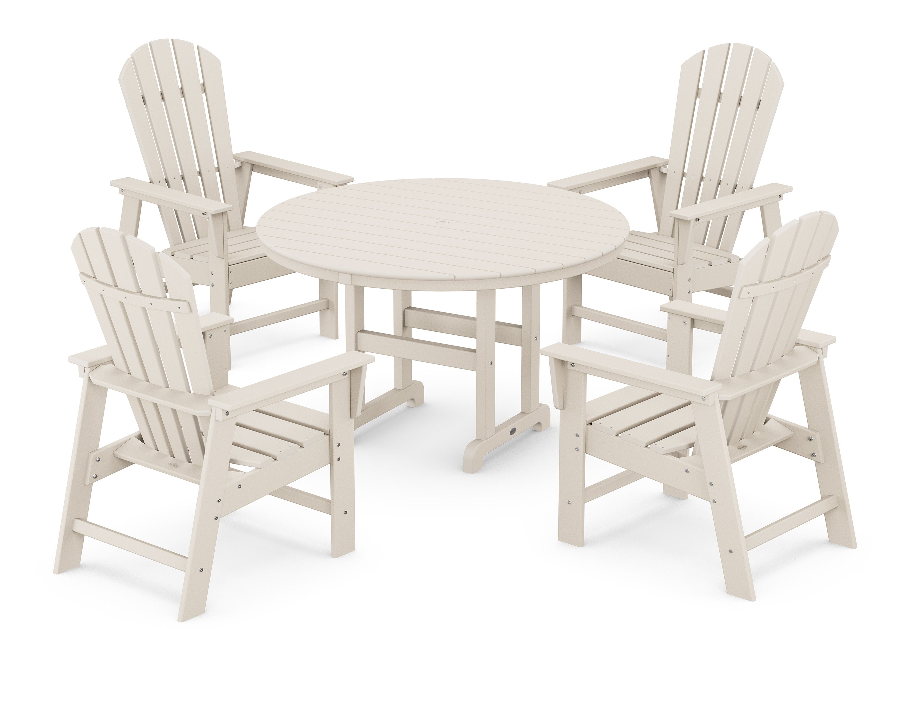 South Beach 5-Piece Round Farmhouse Dining Set in Sand