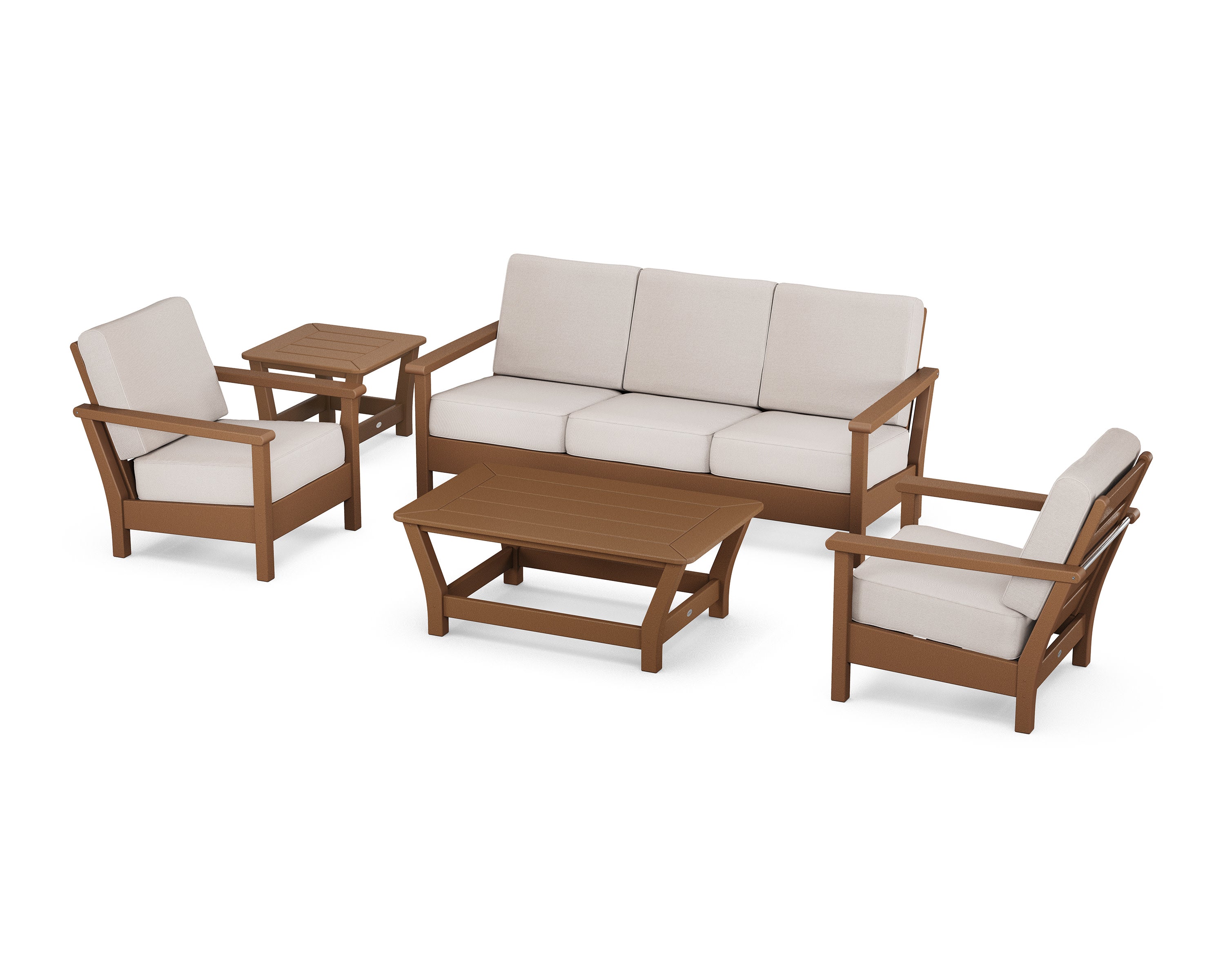 Harbour 5-Piece Deep Seating Set in Teak / Dune Burlap