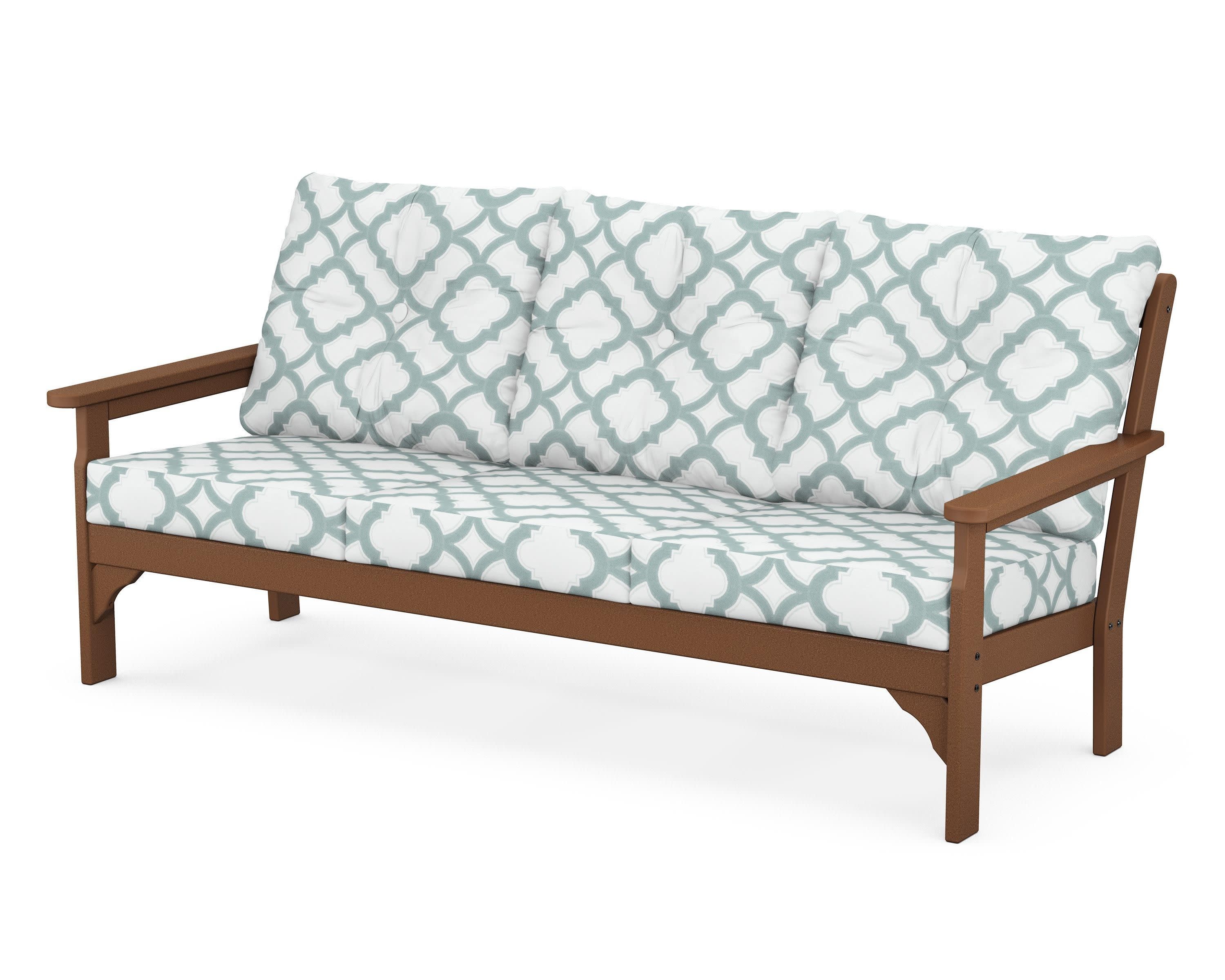 Vineyard Deep Seating Sofa in Teak / Trellis Glacier Spa