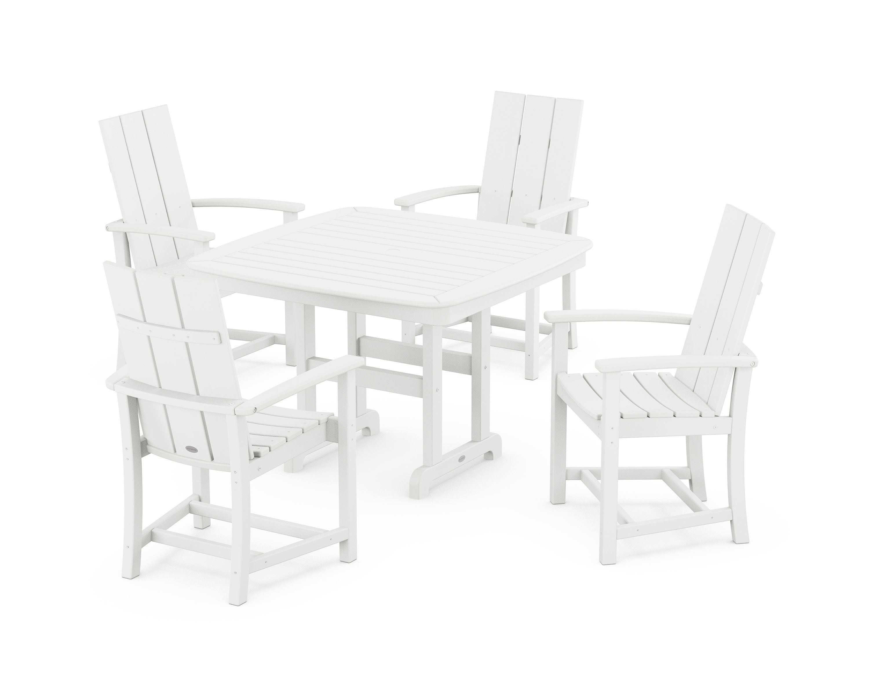 Modern Adirondack 5-Piece Dining Set with Trestle Legs in White