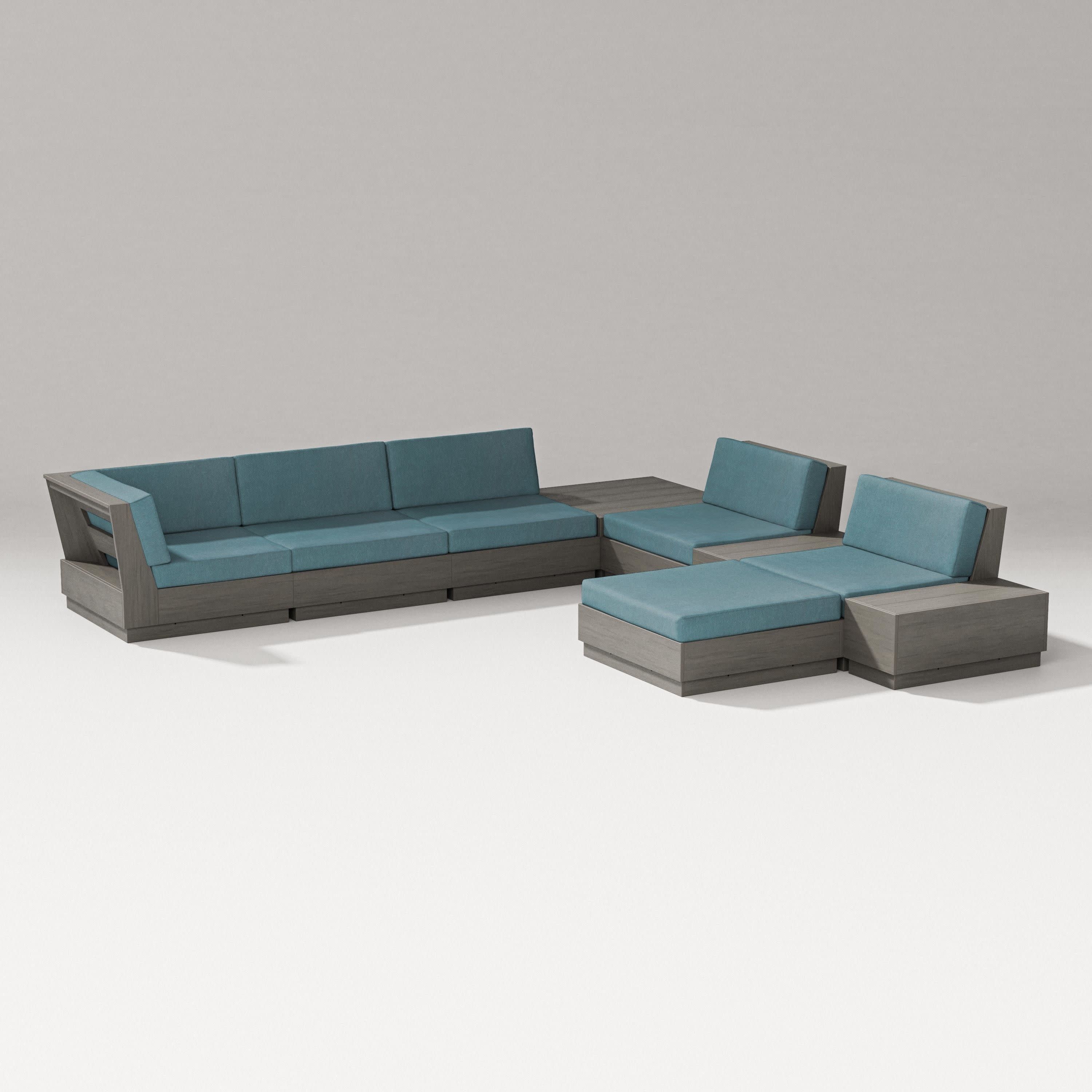 Elevate 9-Piece Conversation Sectional in Driftwood / Ocean Teal