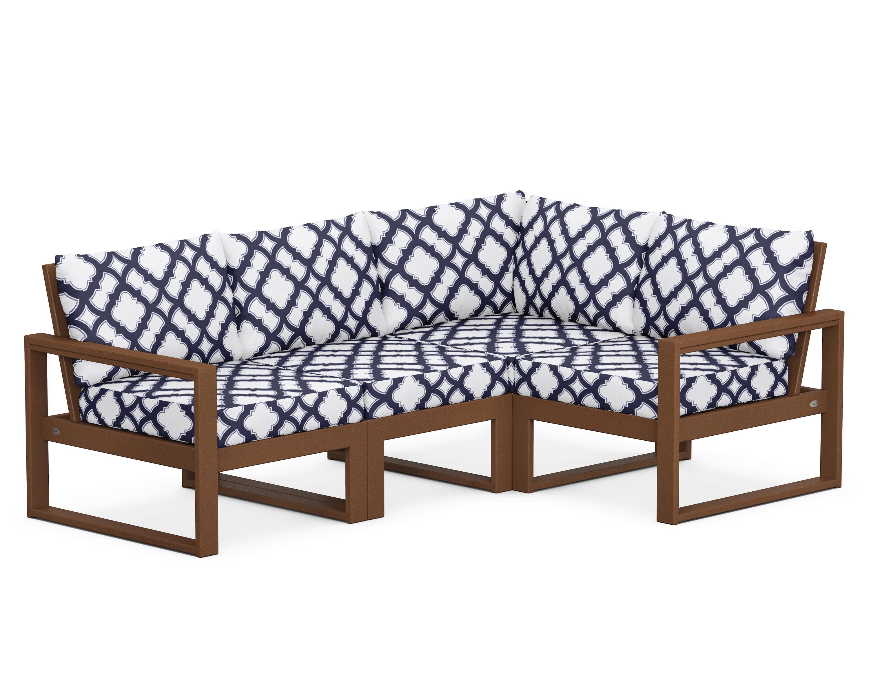EDGE 4-Piece Modular Deep Seating Set in Teak / Trellis Navy