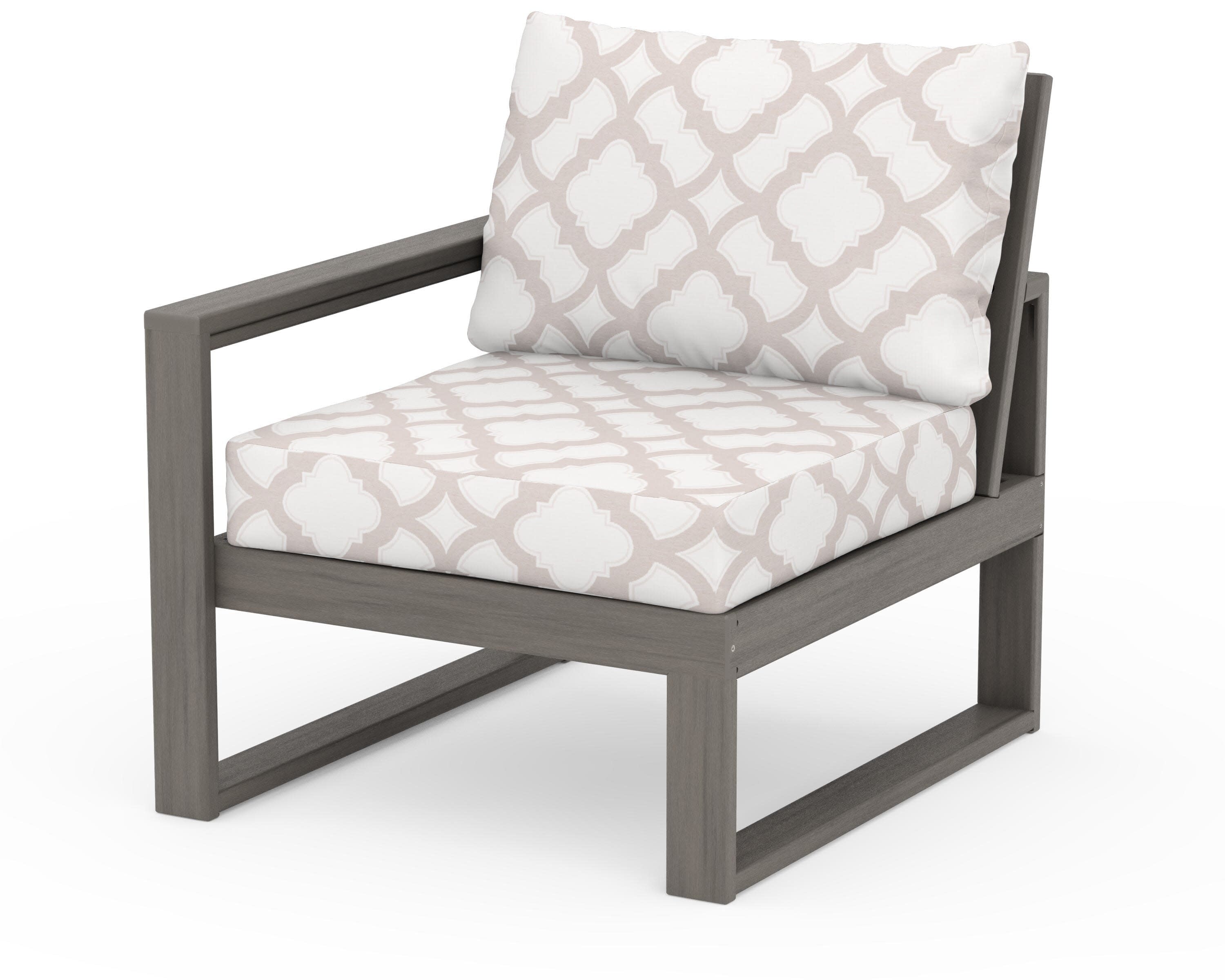 EDGE Modular Left Arm Chair in Driftwood / Trellis Dune Burlap