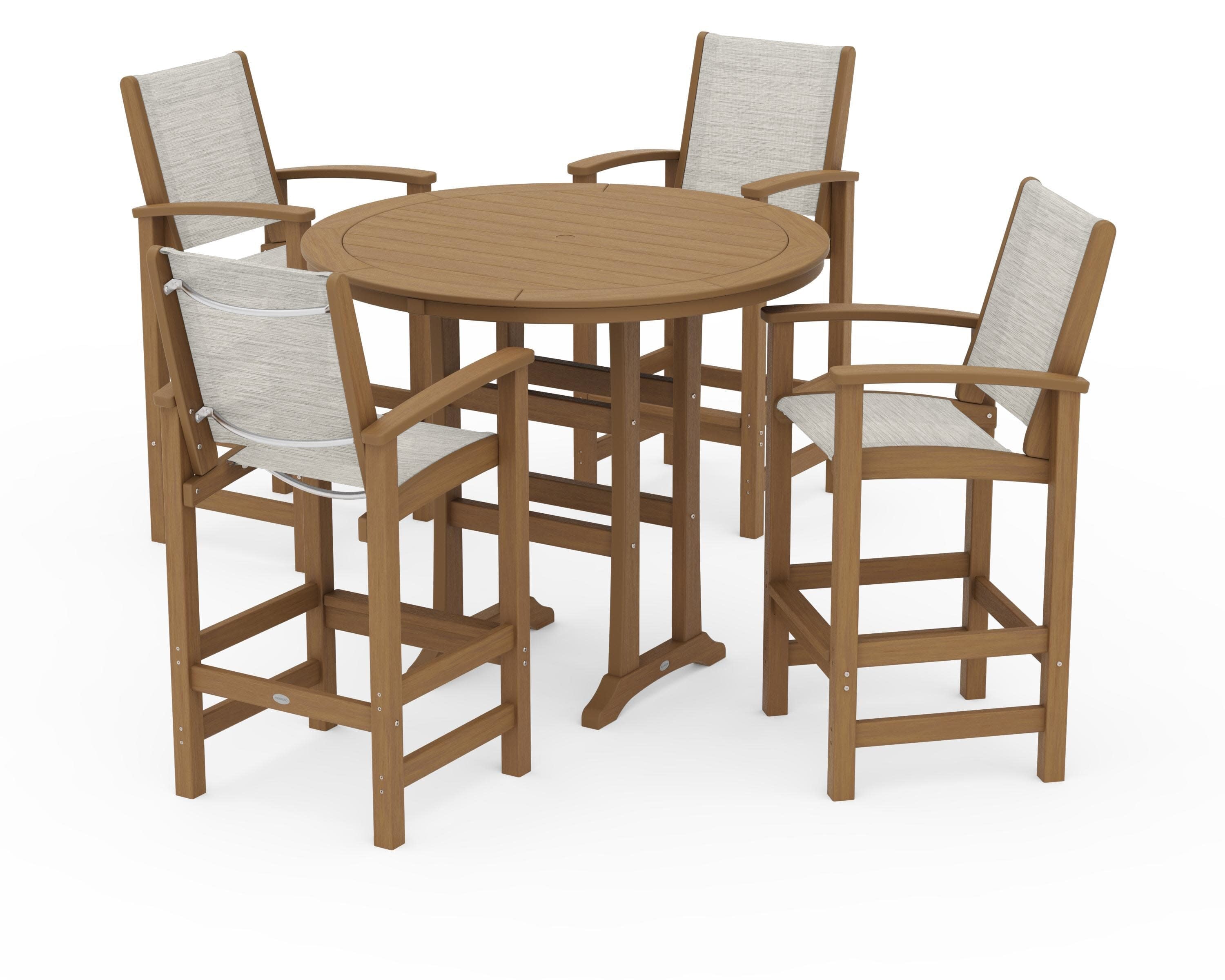 Coastal 5-Piece Nautical Trestle Bar Set in Natural / Birch Sling
