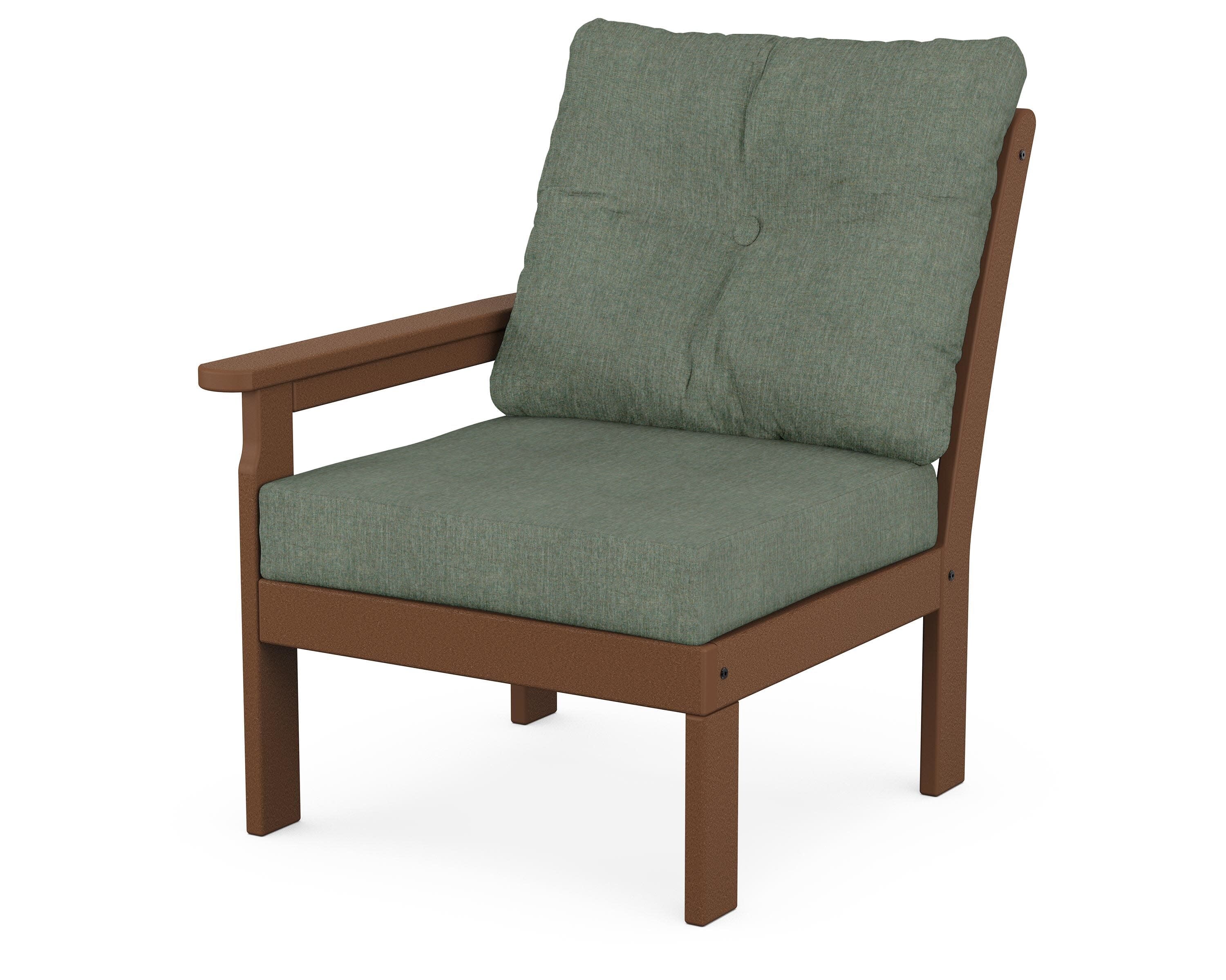 Vineyard Modular Left Arm Chair in Teak / Cast Sage