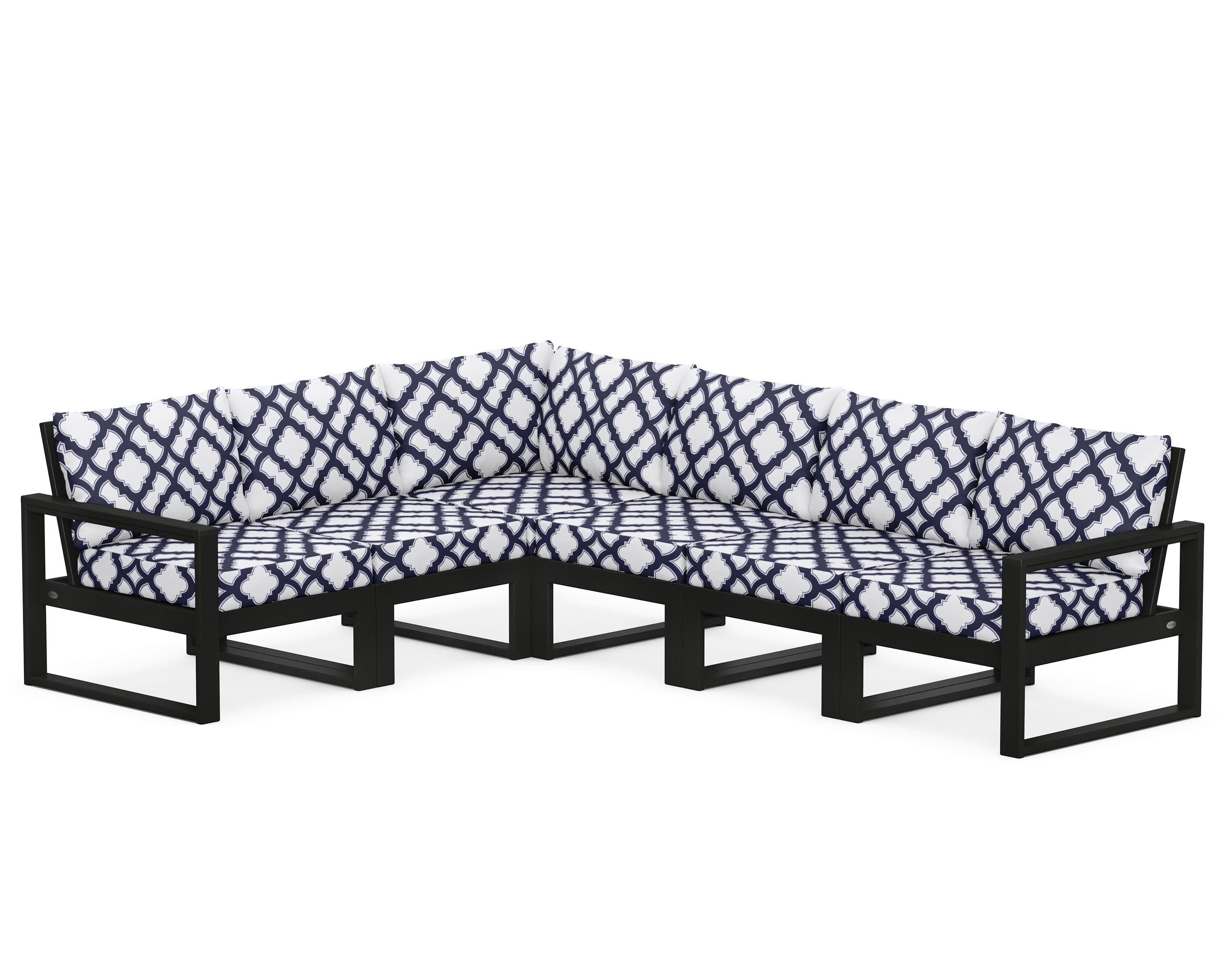 EDGE 6-Piece Modular Deep Seating Set in Black / Trellis Navy