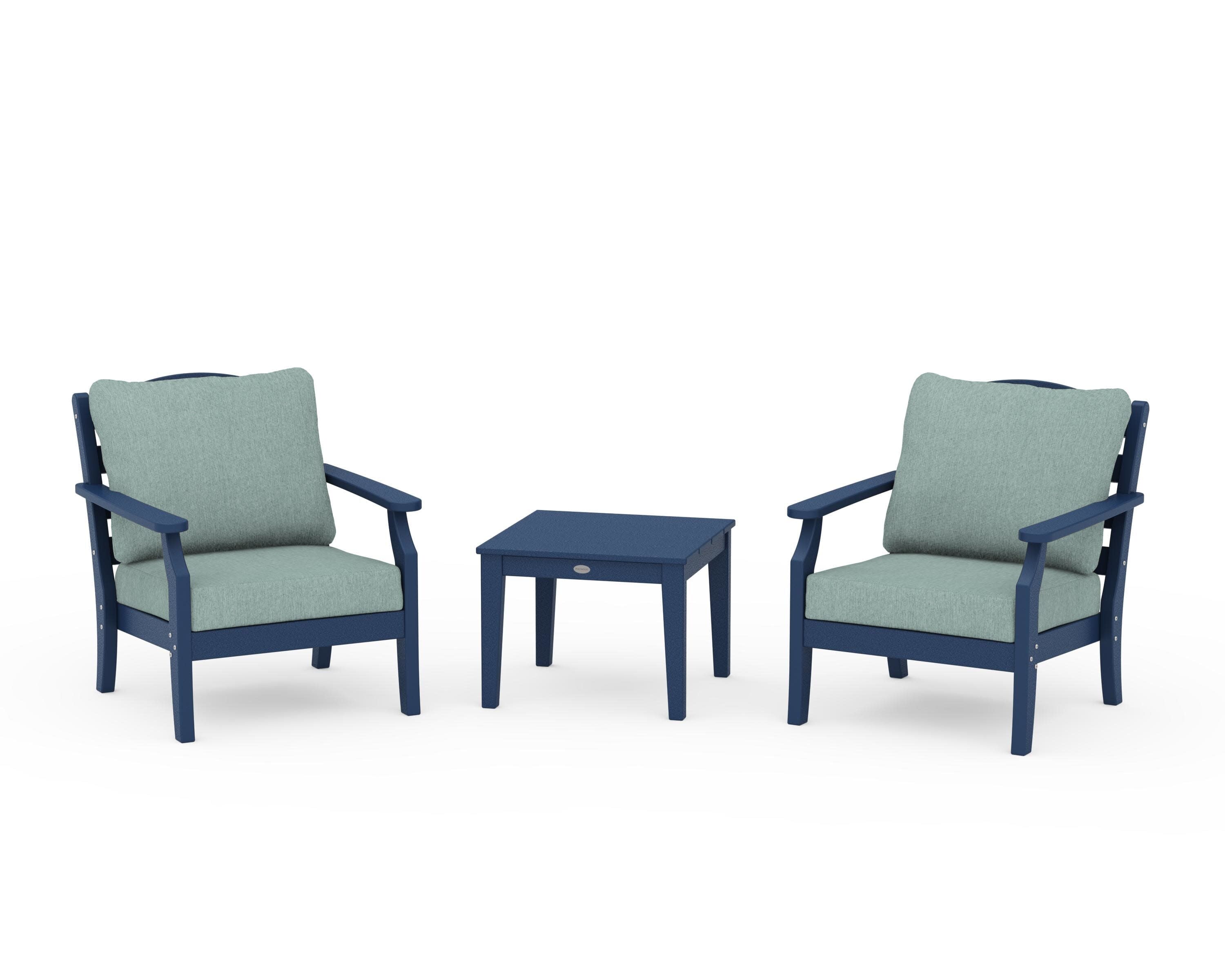 Savannah 3-Piece Deep Seating Set in Navy / Glacier Spa