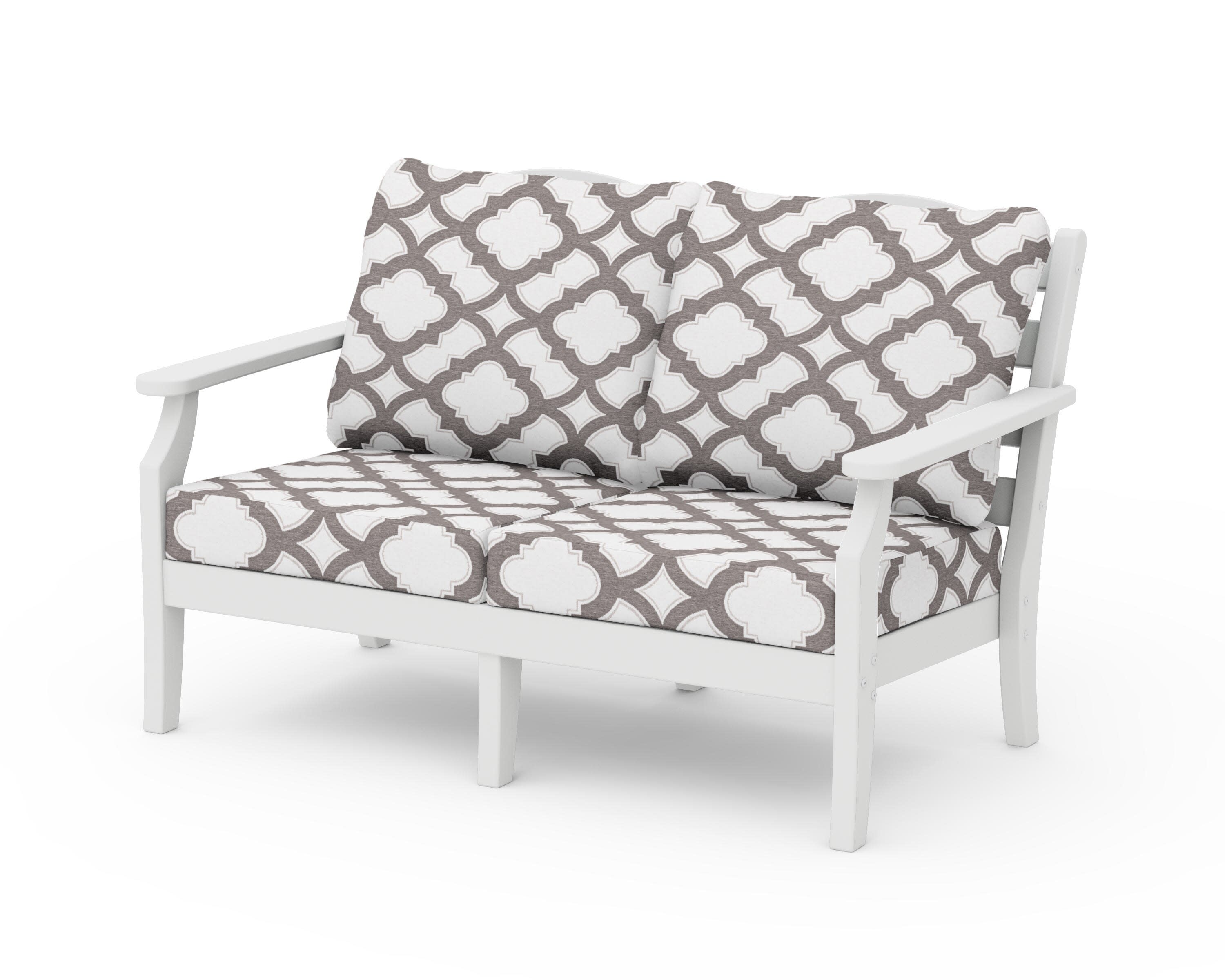 Savannah Deep Seating Loveseat in White / Trellis Grey Mist