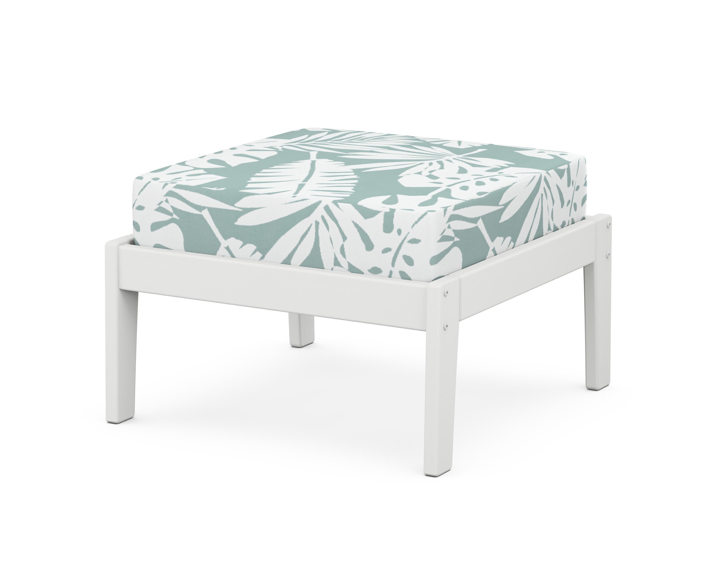 Deep Seating Ottoman in White / Leaf Glacier Spa