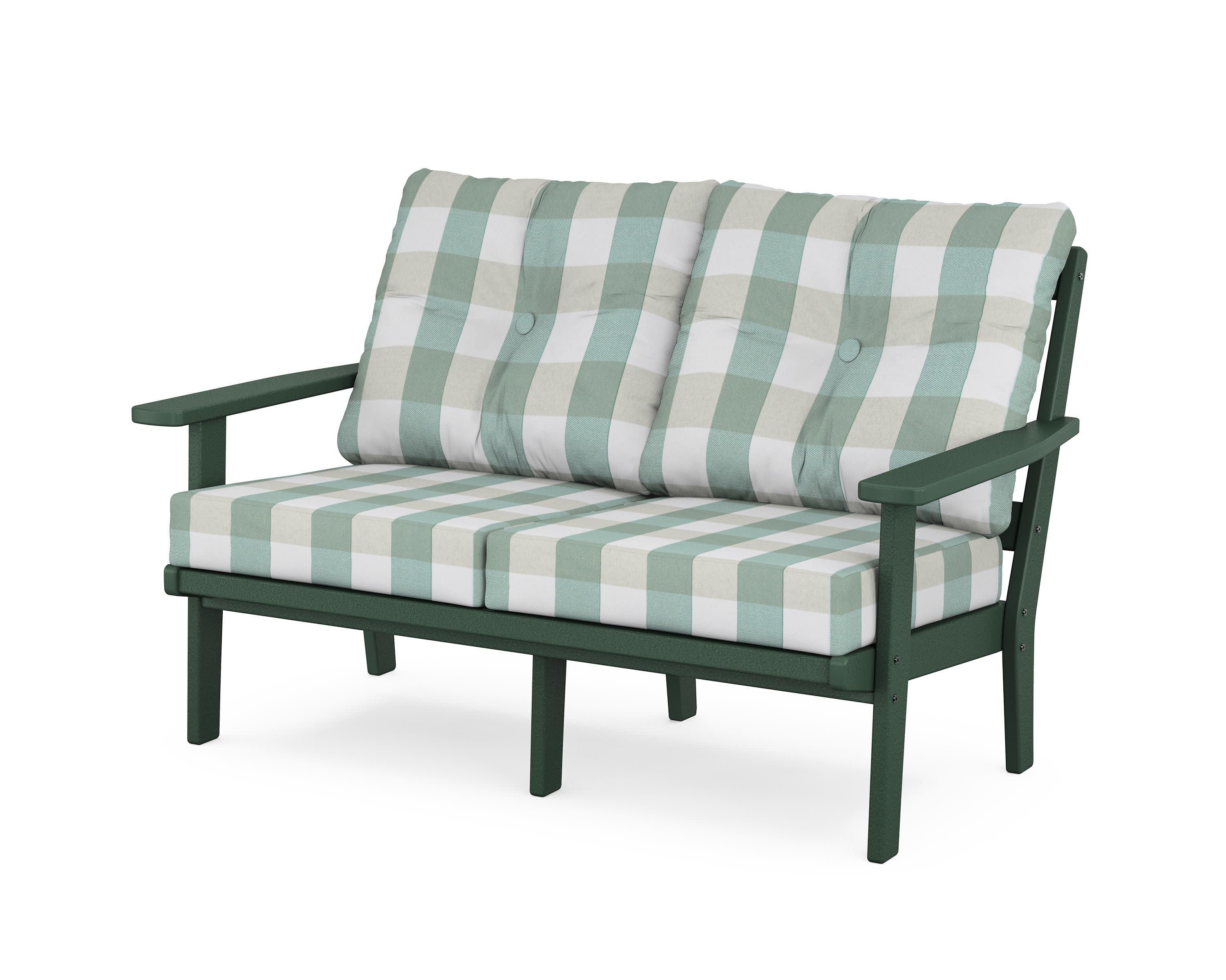 Prairie Deep SeatingLoveseat in Green / Buffalo Plaid Glacier Spa