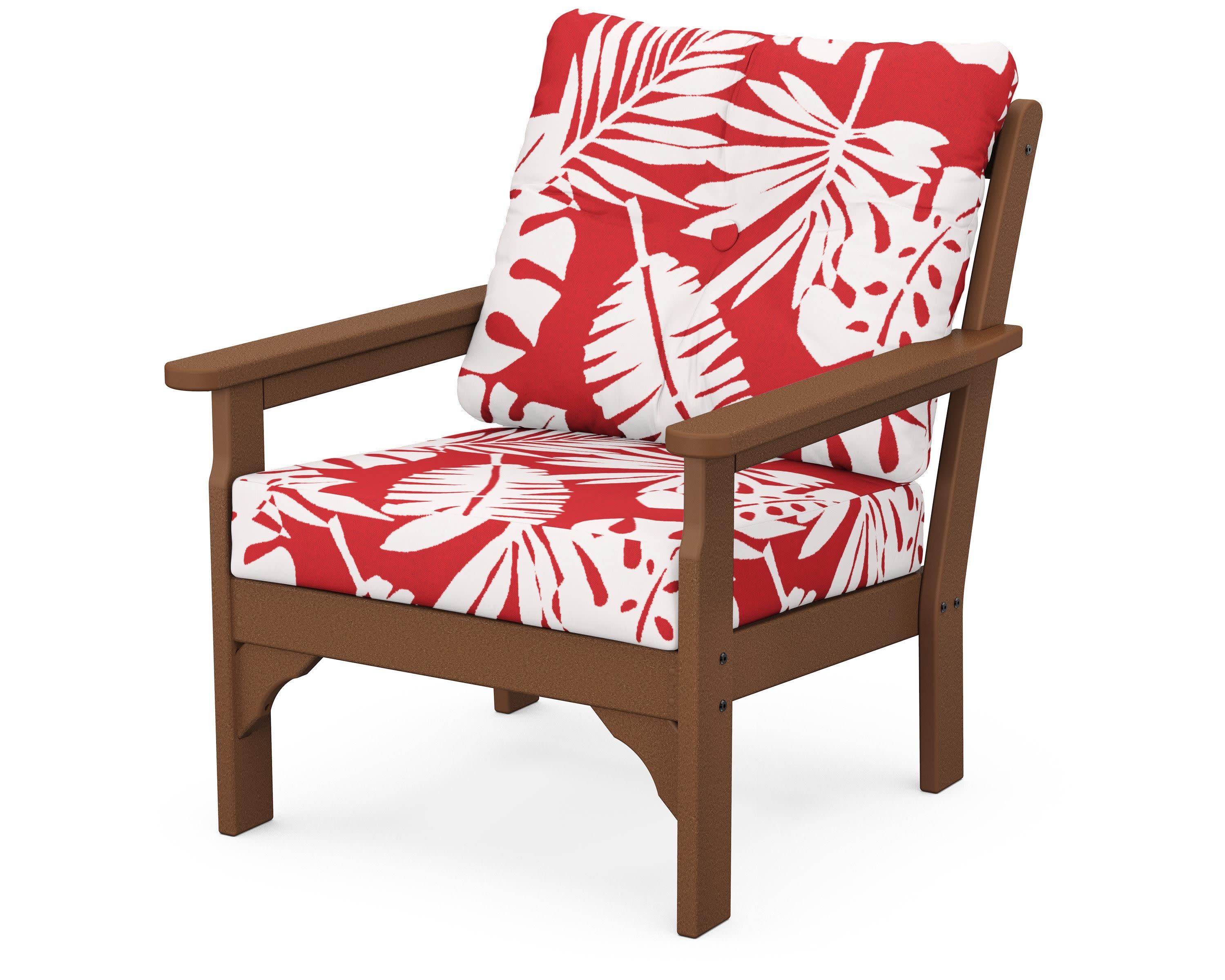 Vineyard Deep Seating Chair in Teak / Leaf Crimson