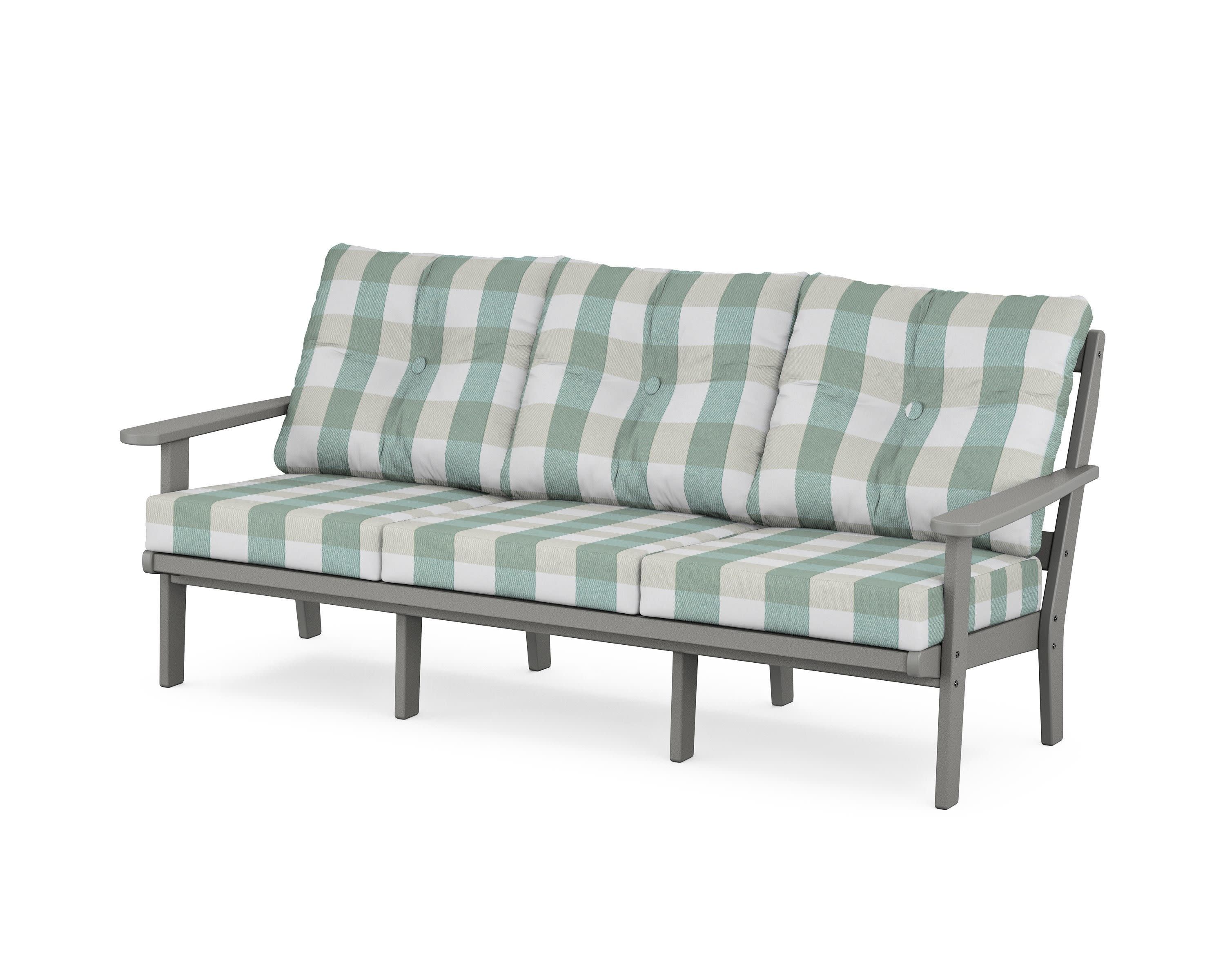 Mission Deep Seating Sofa in Slate Grey / Buffalo Plaid Glacier Spa