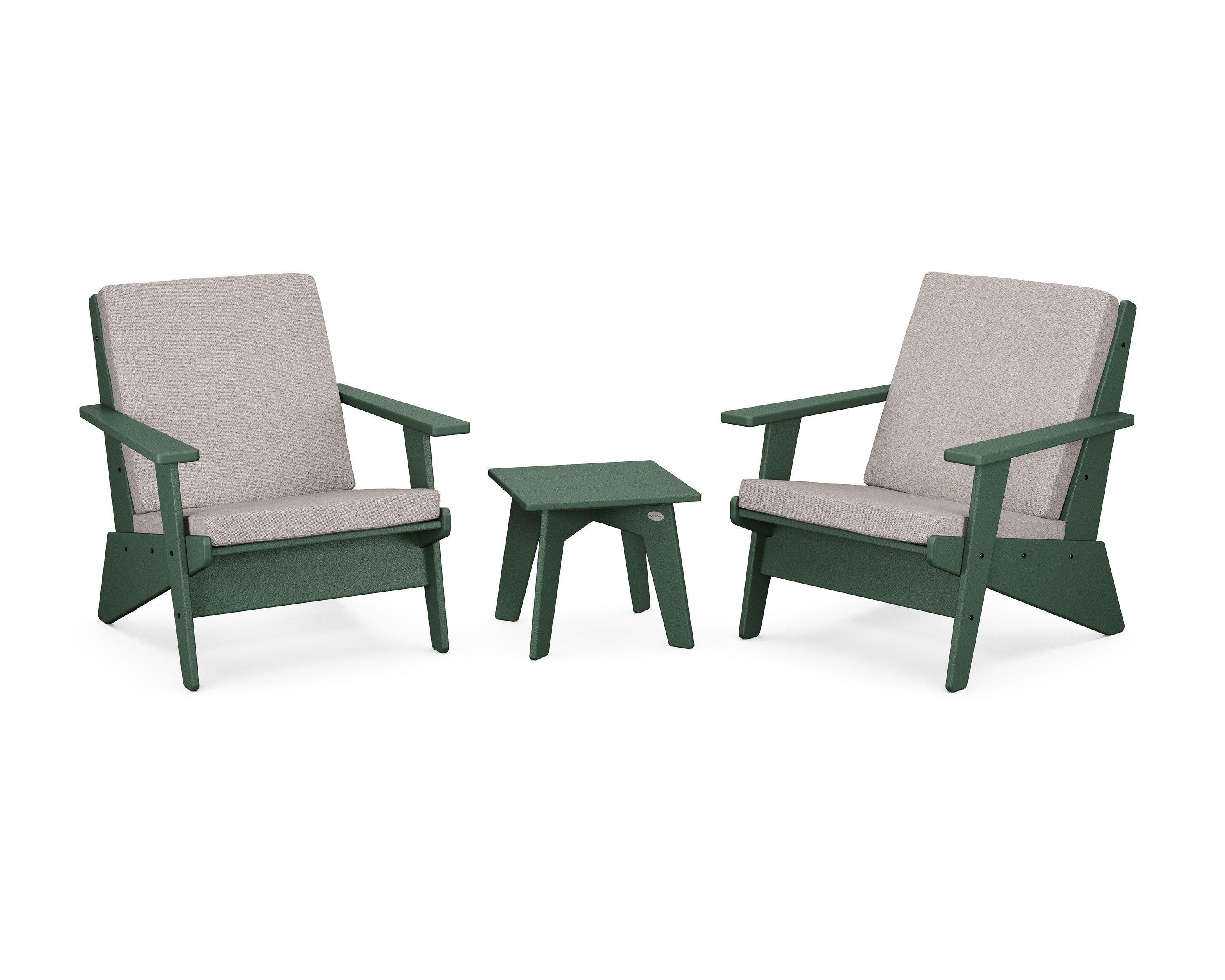 Riviera Modern Lounge 3-Piece Set in Green / Weathered Tweed