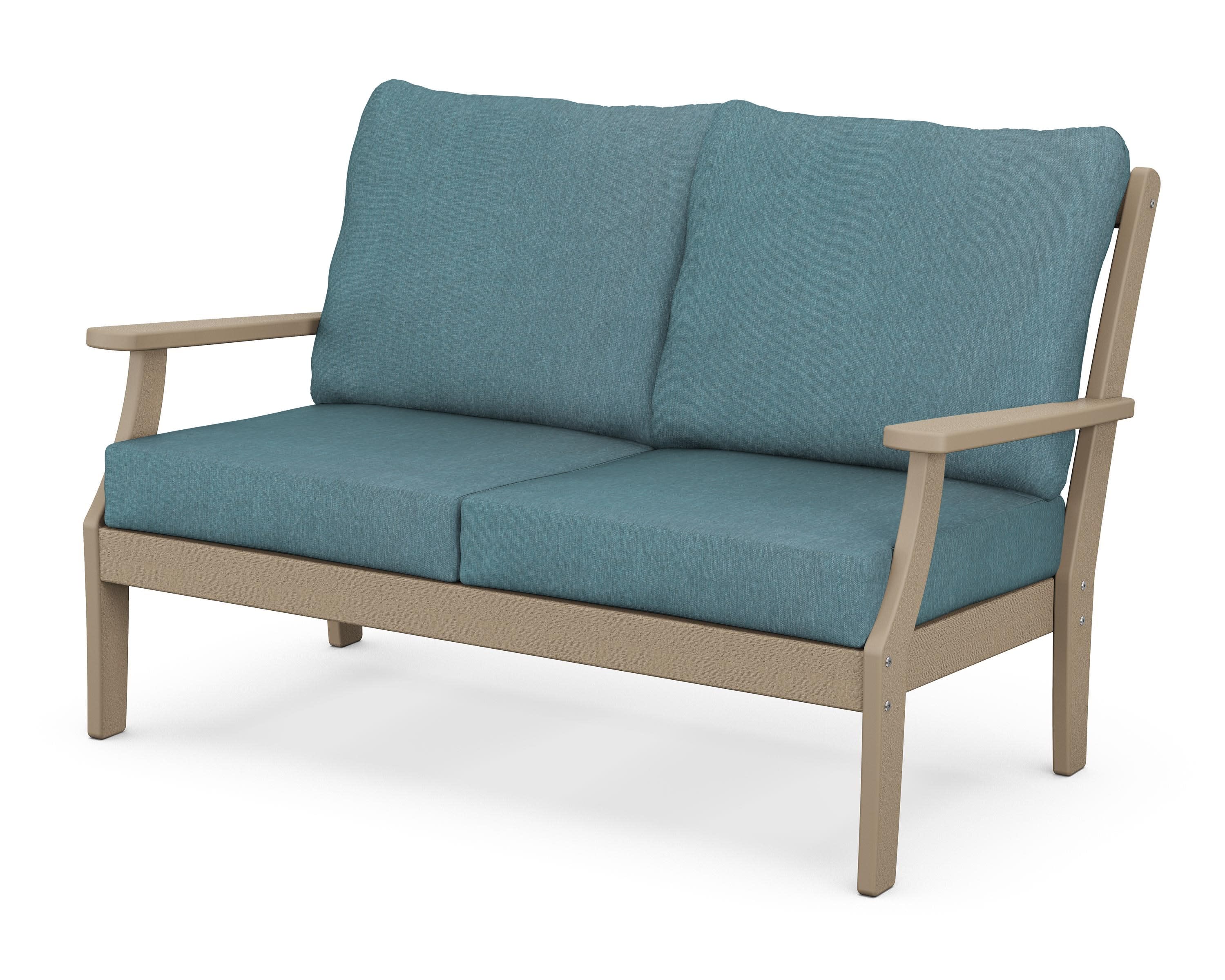Braxton Deep Seating Loveseat in Vintage Sahara / Ocean Teal