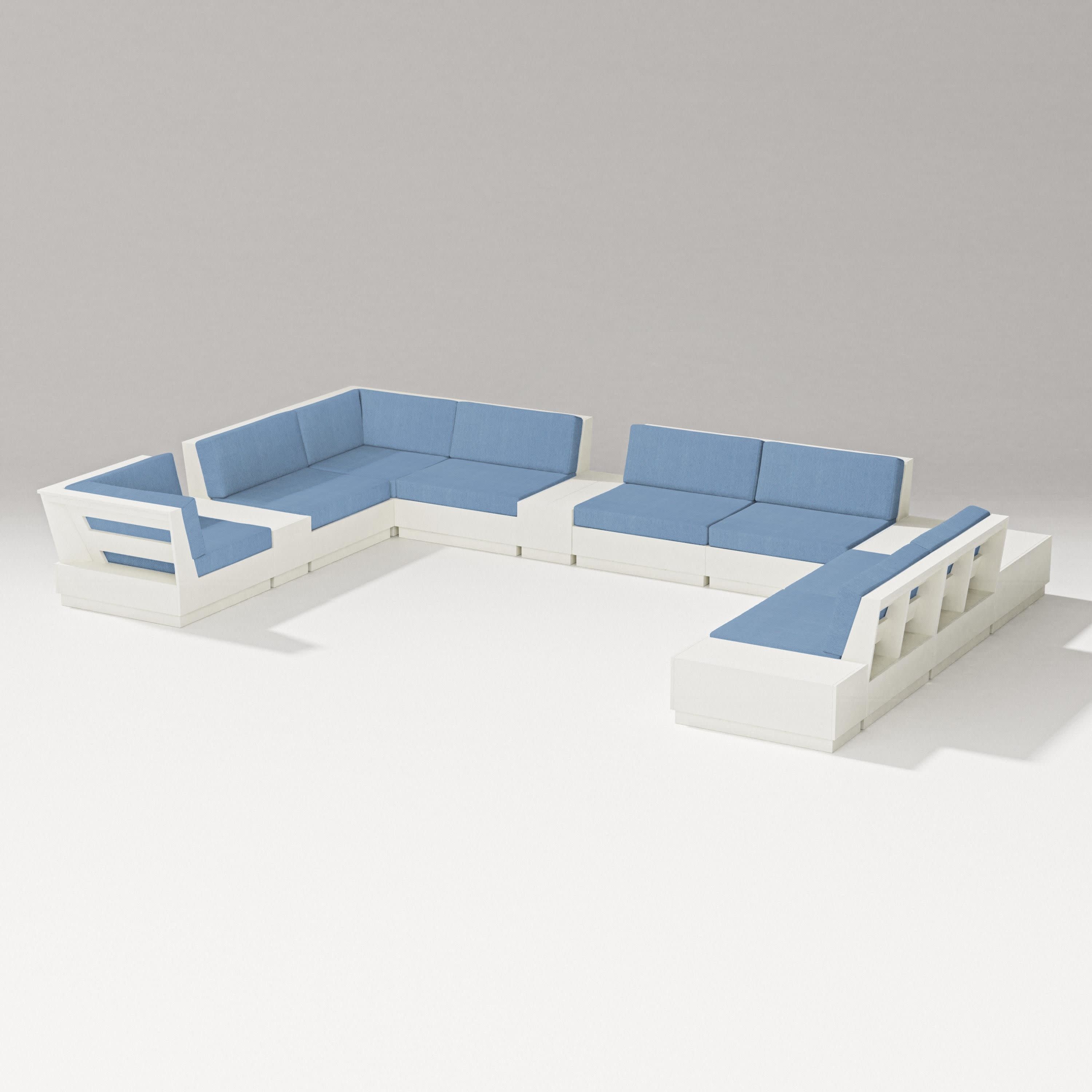 Elevate 12-Piece Conversation Sectional Set in Vintage White / Sky Blue