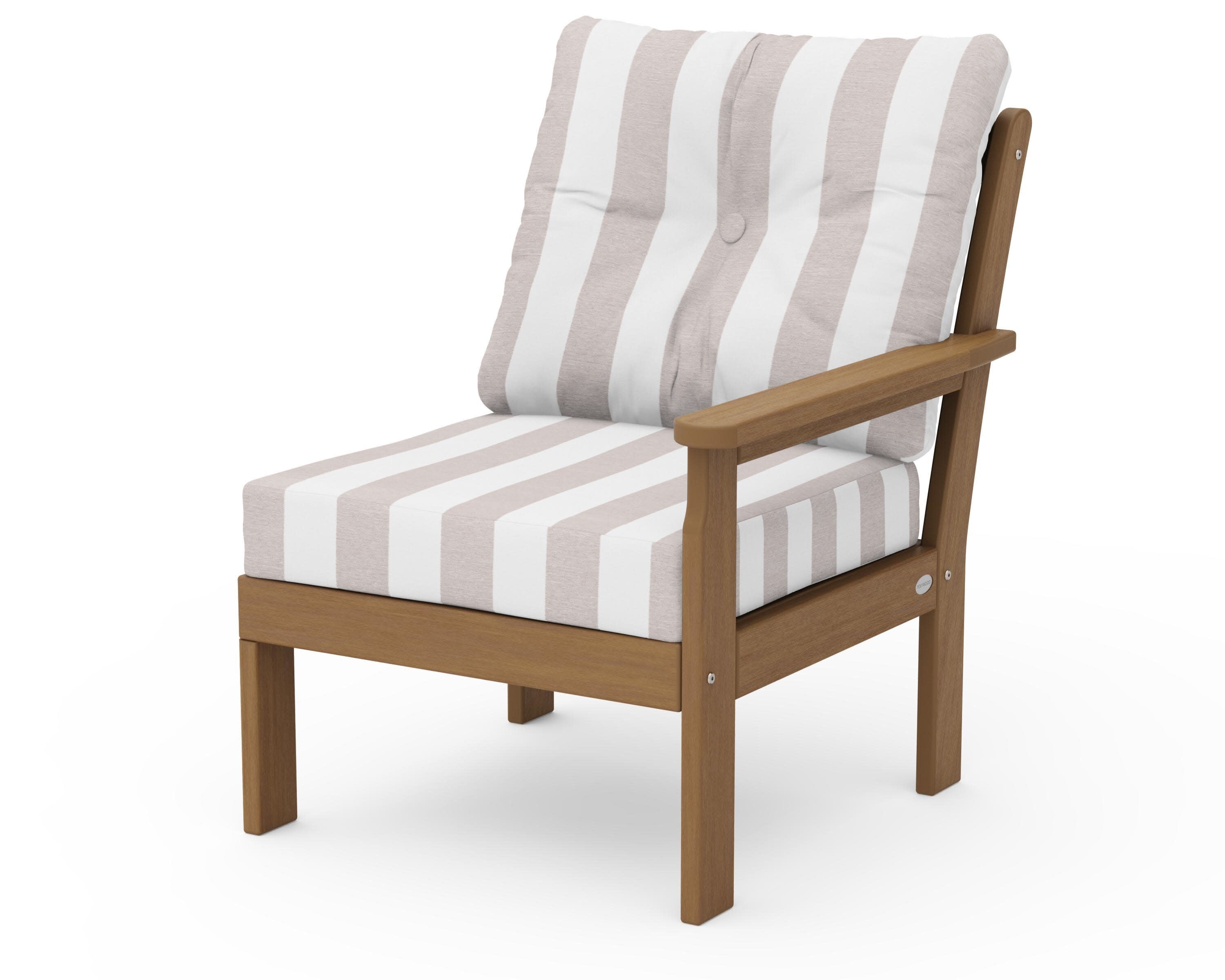 Vineyard Modular Right Arm Chair in Natural / Cabana Stripe Dune Burlap