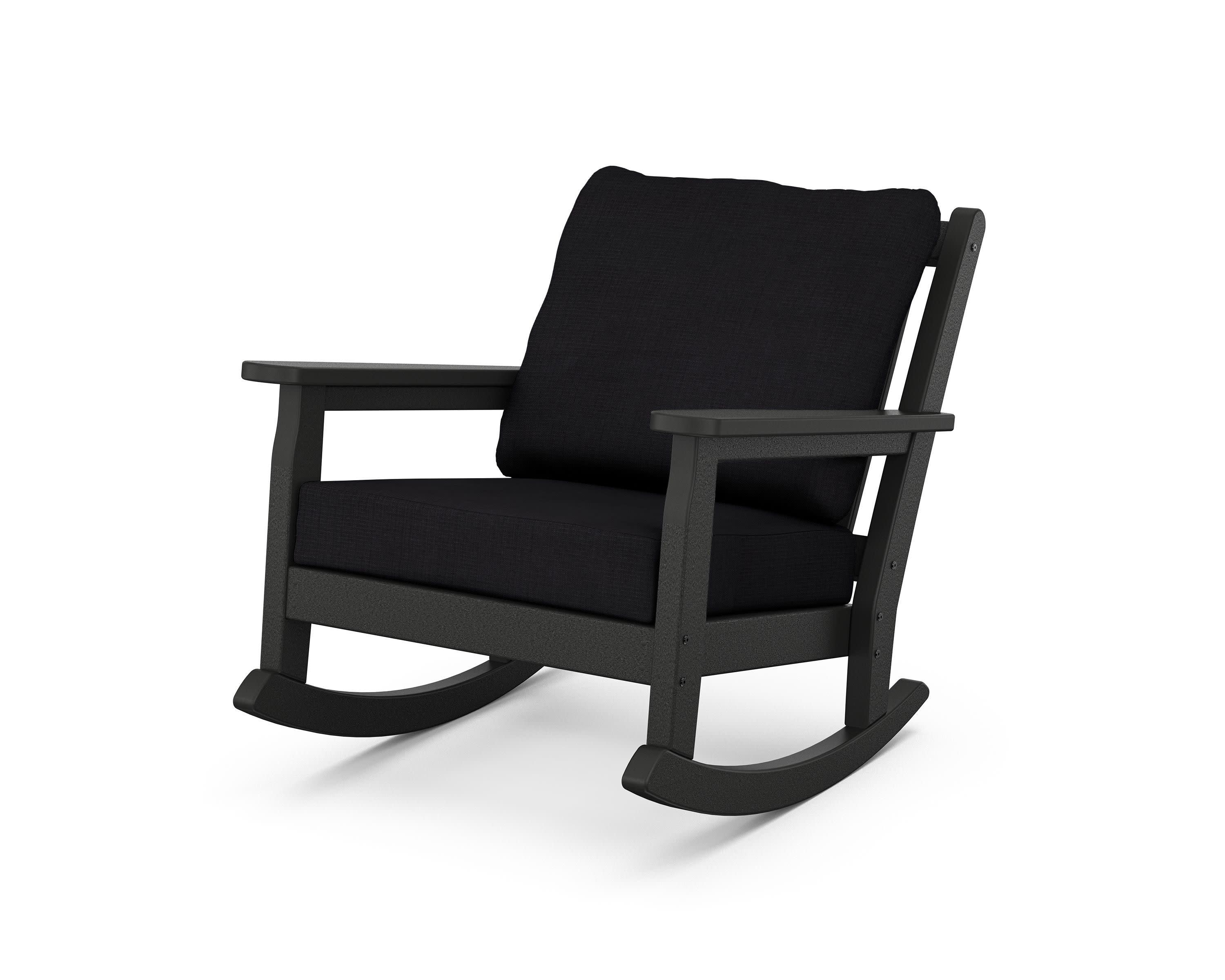 Chippendale Deep Seating Rocking Chair in Black / Midnight Linen