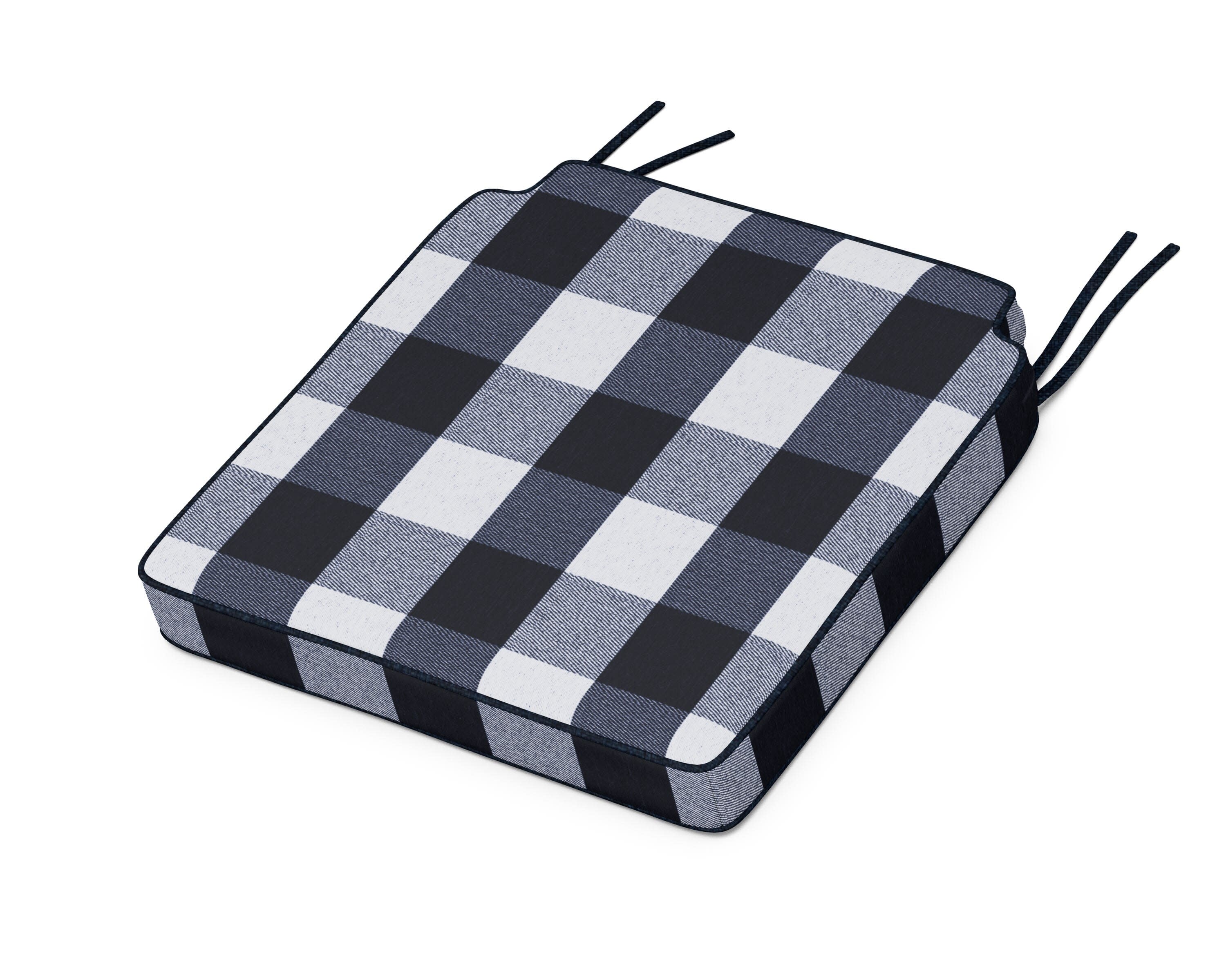 Acadia Dining Side Seat Cushion in Buffalo Plaid Marine Indigo