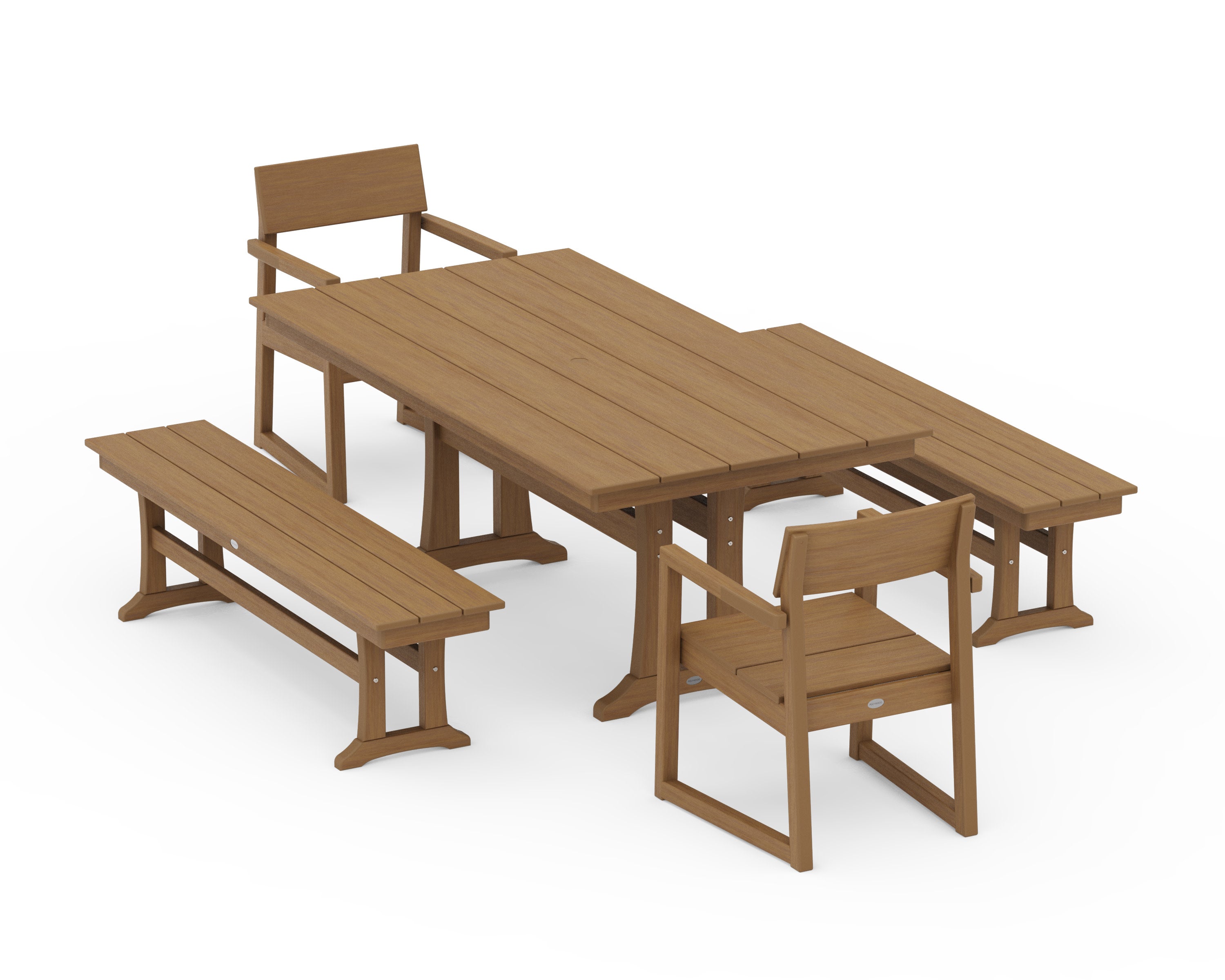 EDGE 5-Piece Farmhouse Dining Set With Trestle Legs in Natural