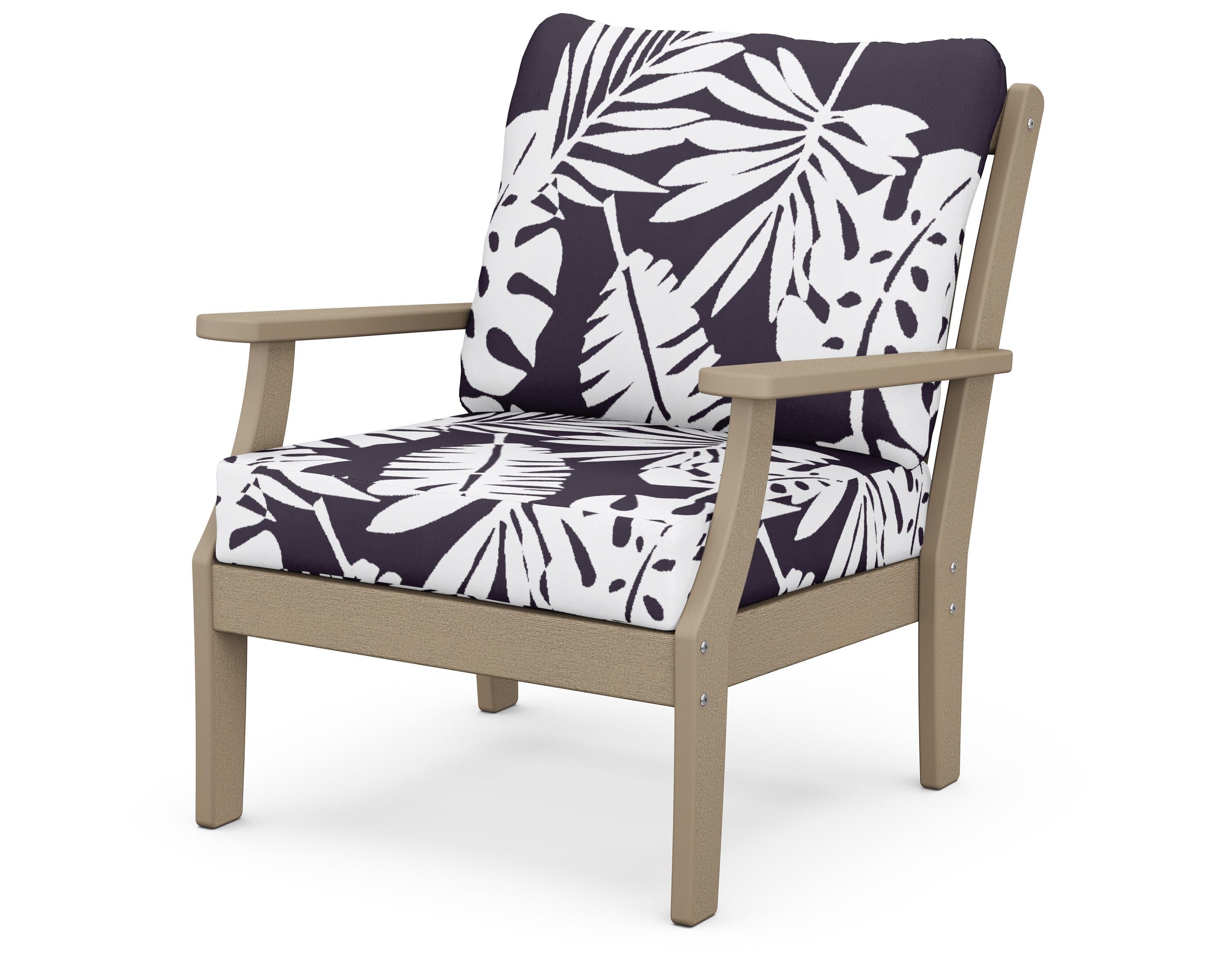 Braxton Deep Seating Chair in Vintage Sahara / Leaf Navy