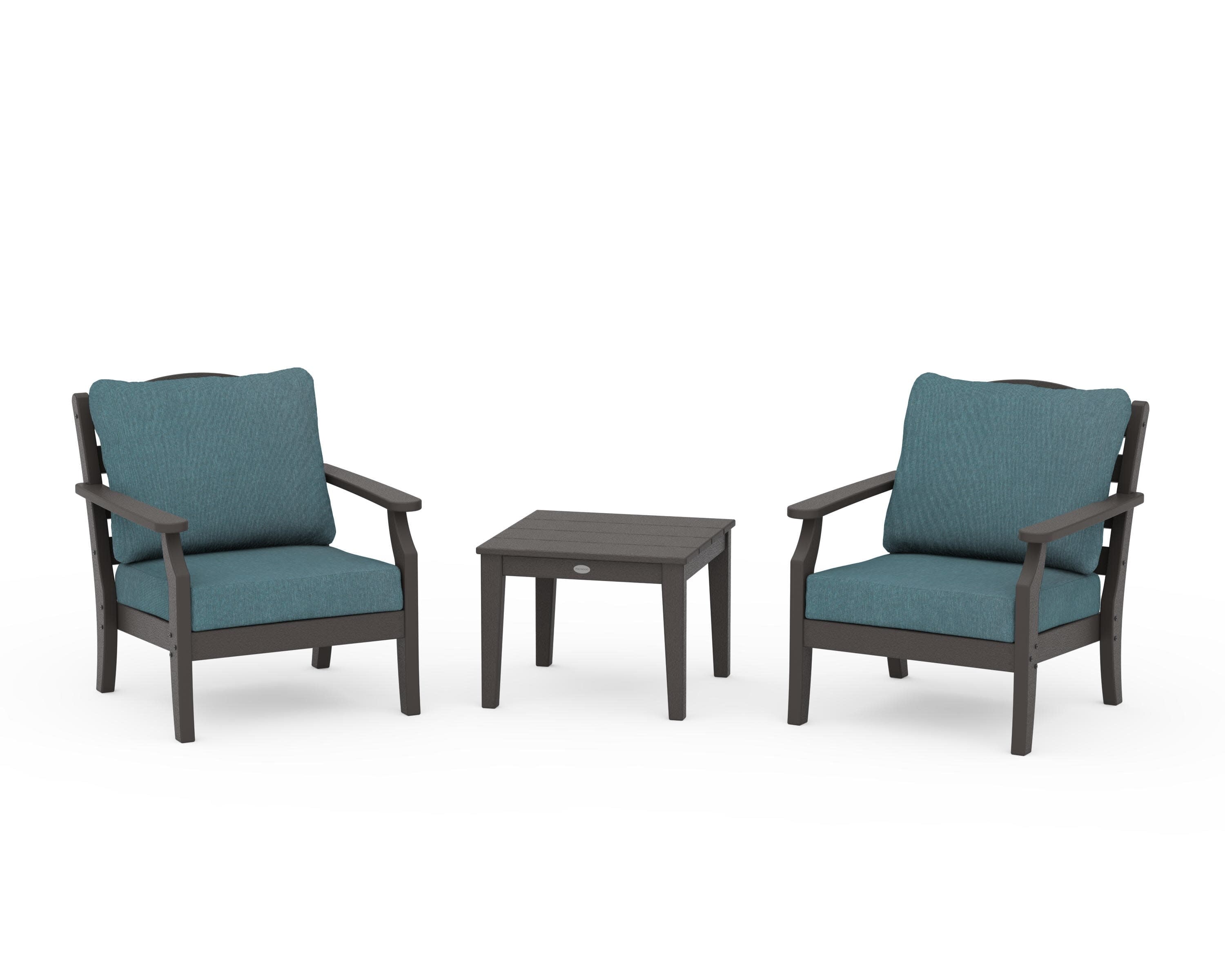 Savannah 3-Piece Deep Seating Set in Vintage Coffee / Ocean Teal