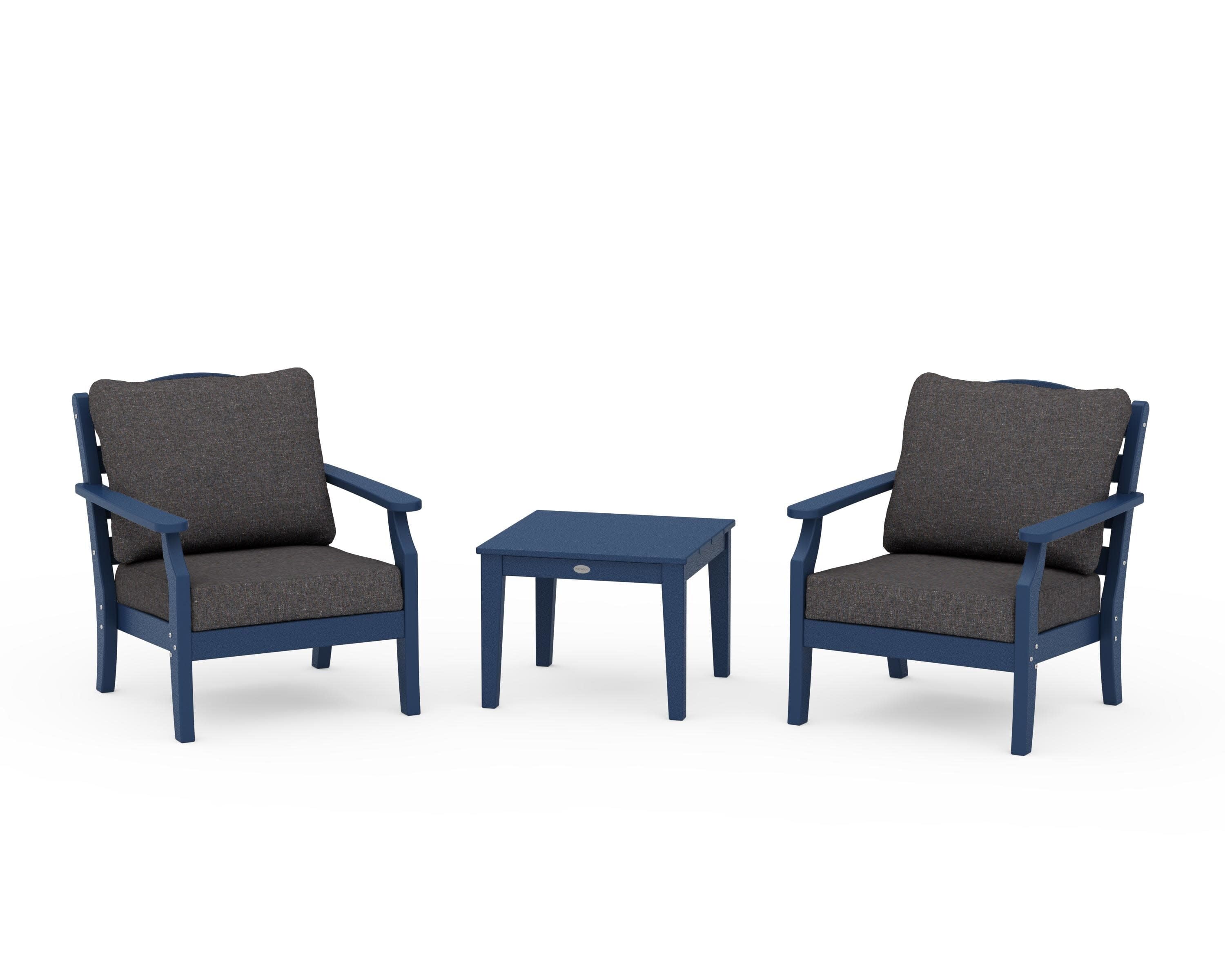 Savannah 3-Piece Deep Seating Set in Navy / Ash Charcoal
