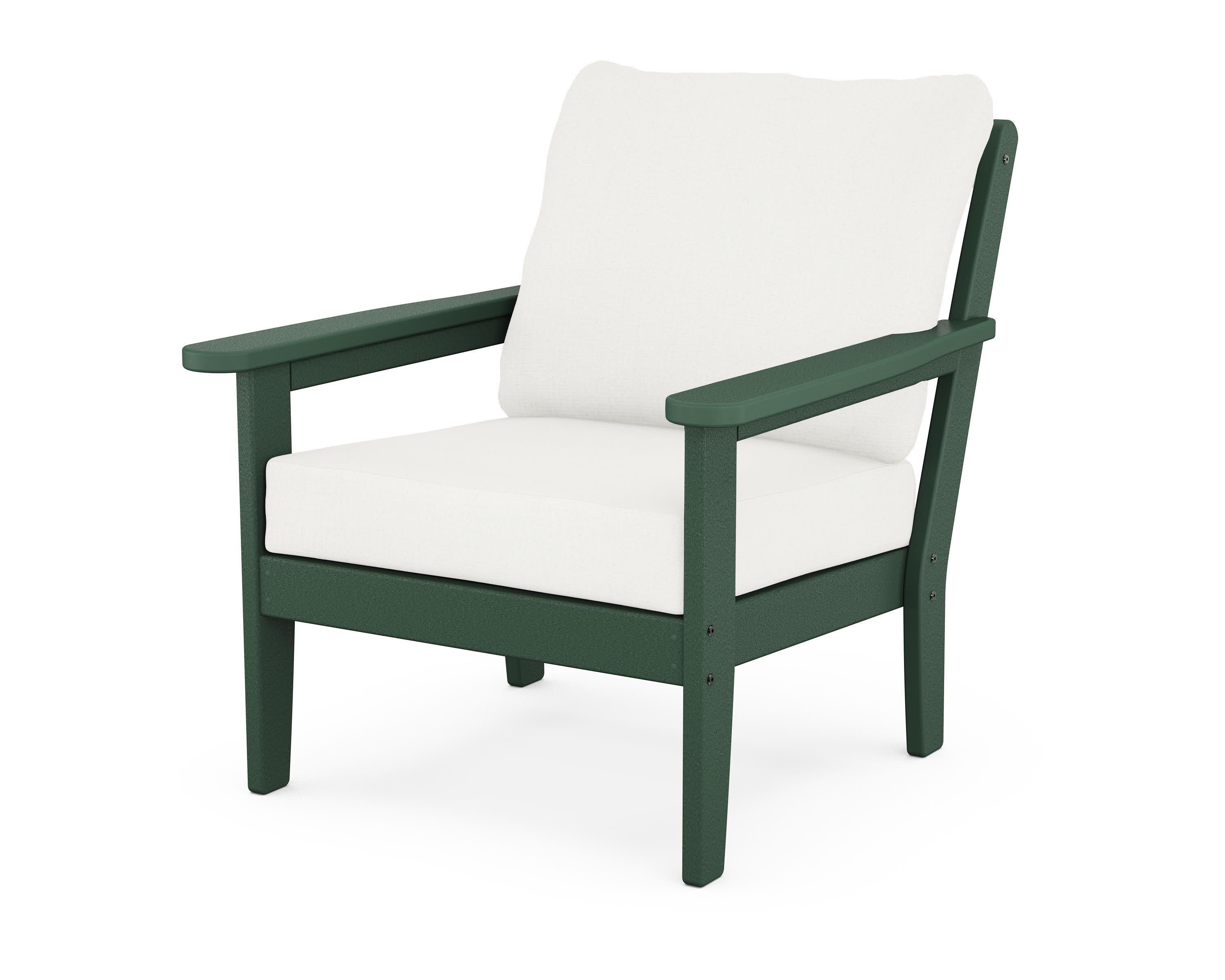 Cottage Deep Seating Chair in Green / Natural Linen