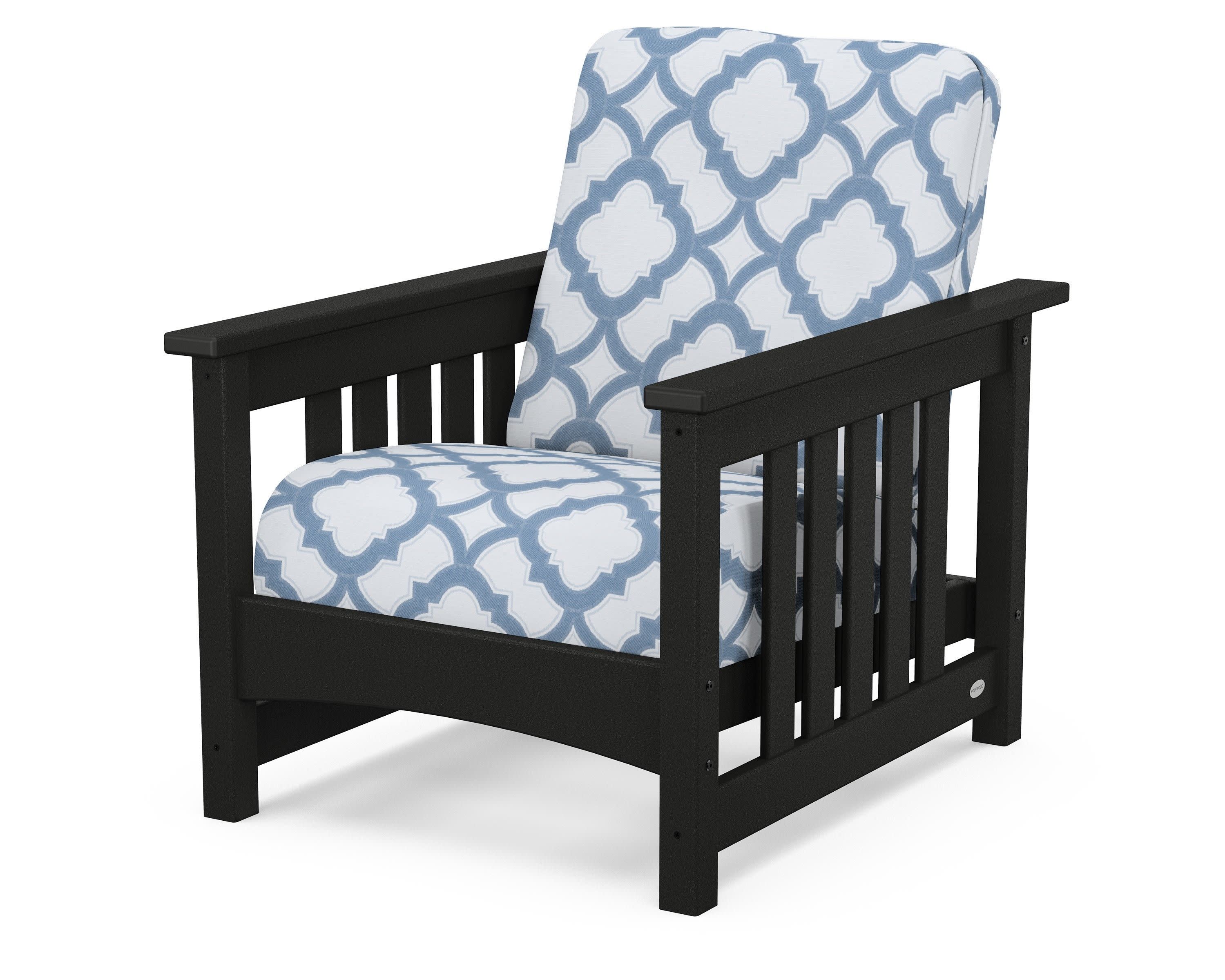 Club Mission Chair in Black / Trellis Sky Blue