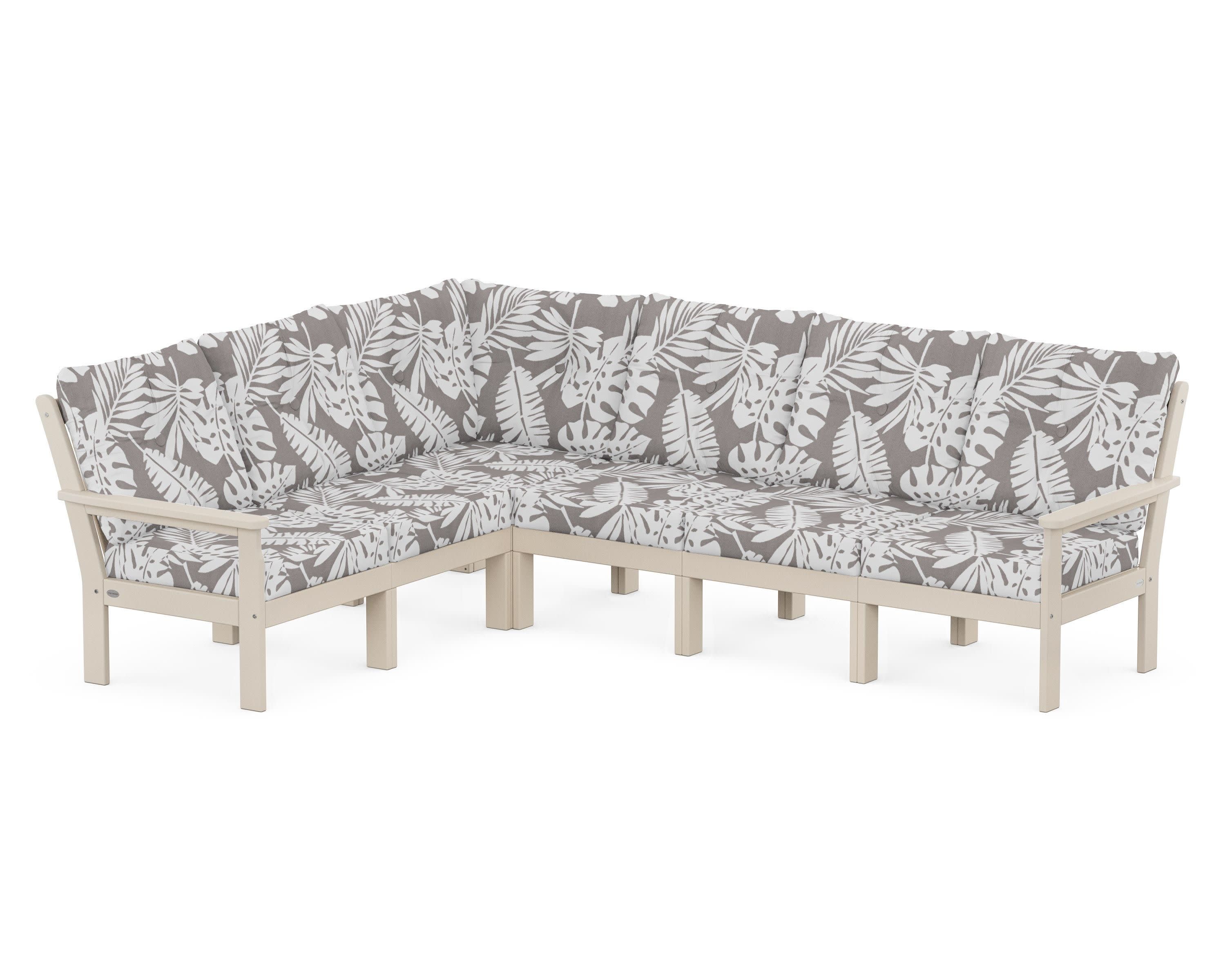 Vineyard 6-Piece Sectional in Sand / Leaf Grey Mist