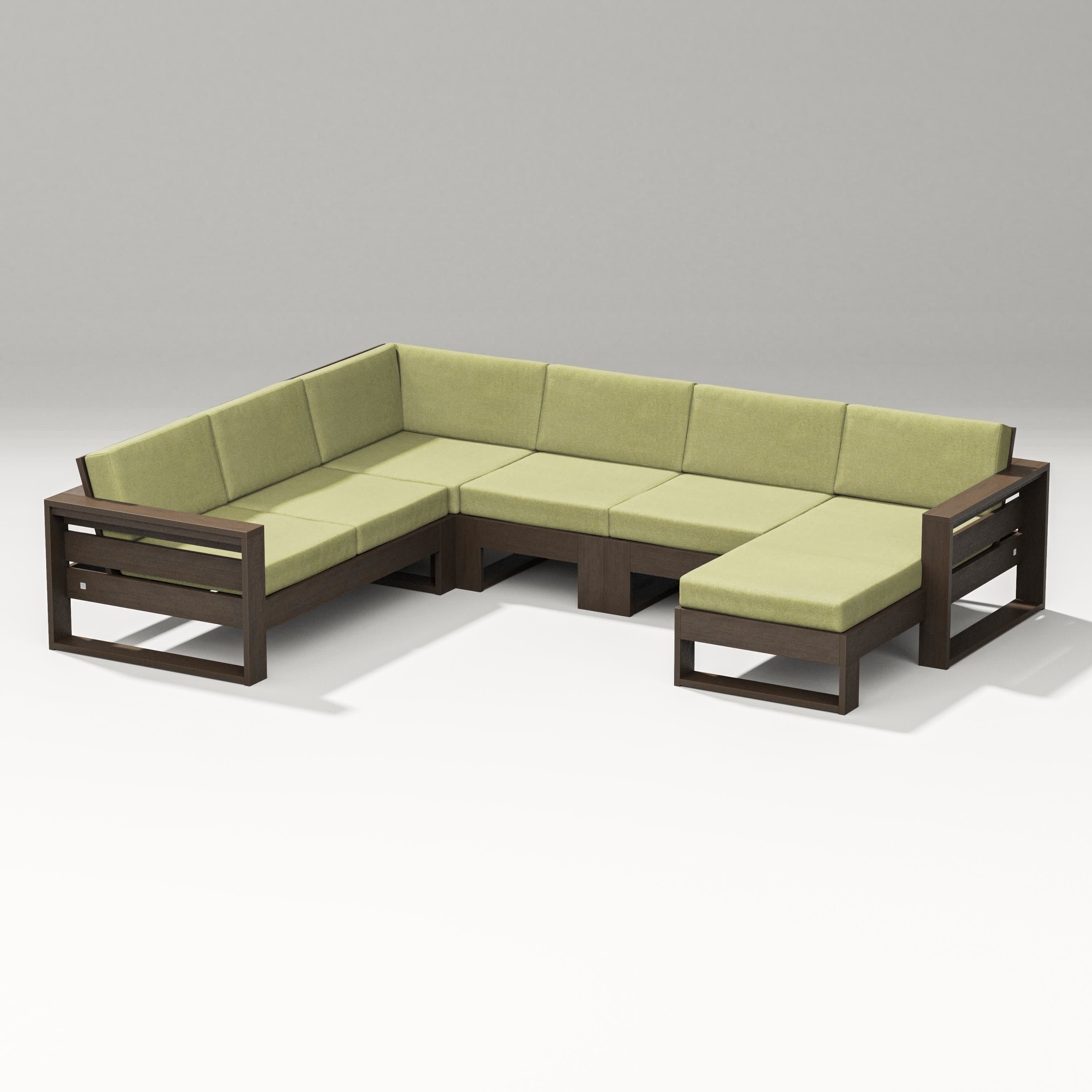 Latitude Corner Sectional with Right Chaise in Kona / Chartreuse Boucle