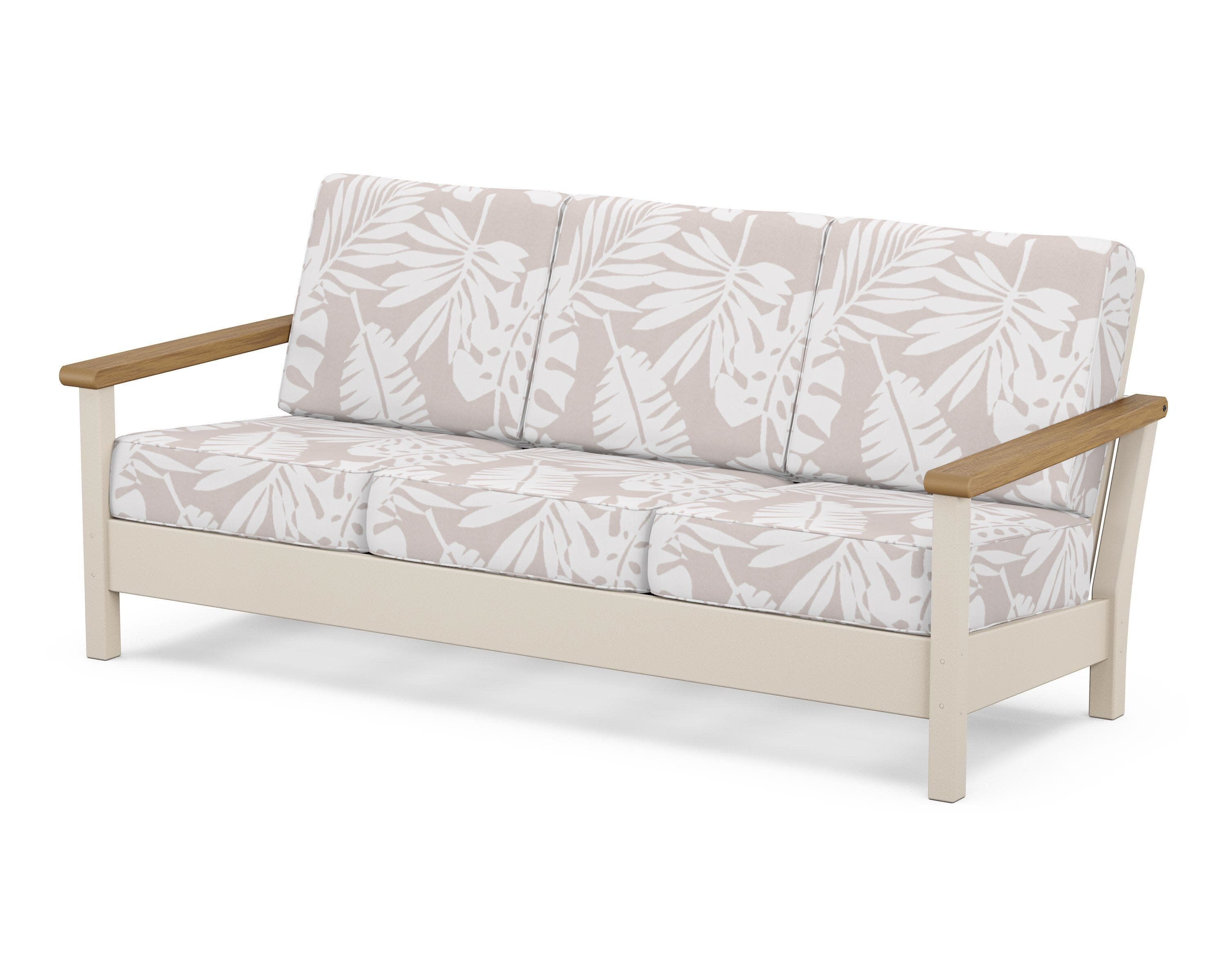 Harbour Deep Seating Sofa in Sand / Natural / Leaf Dune Burlap