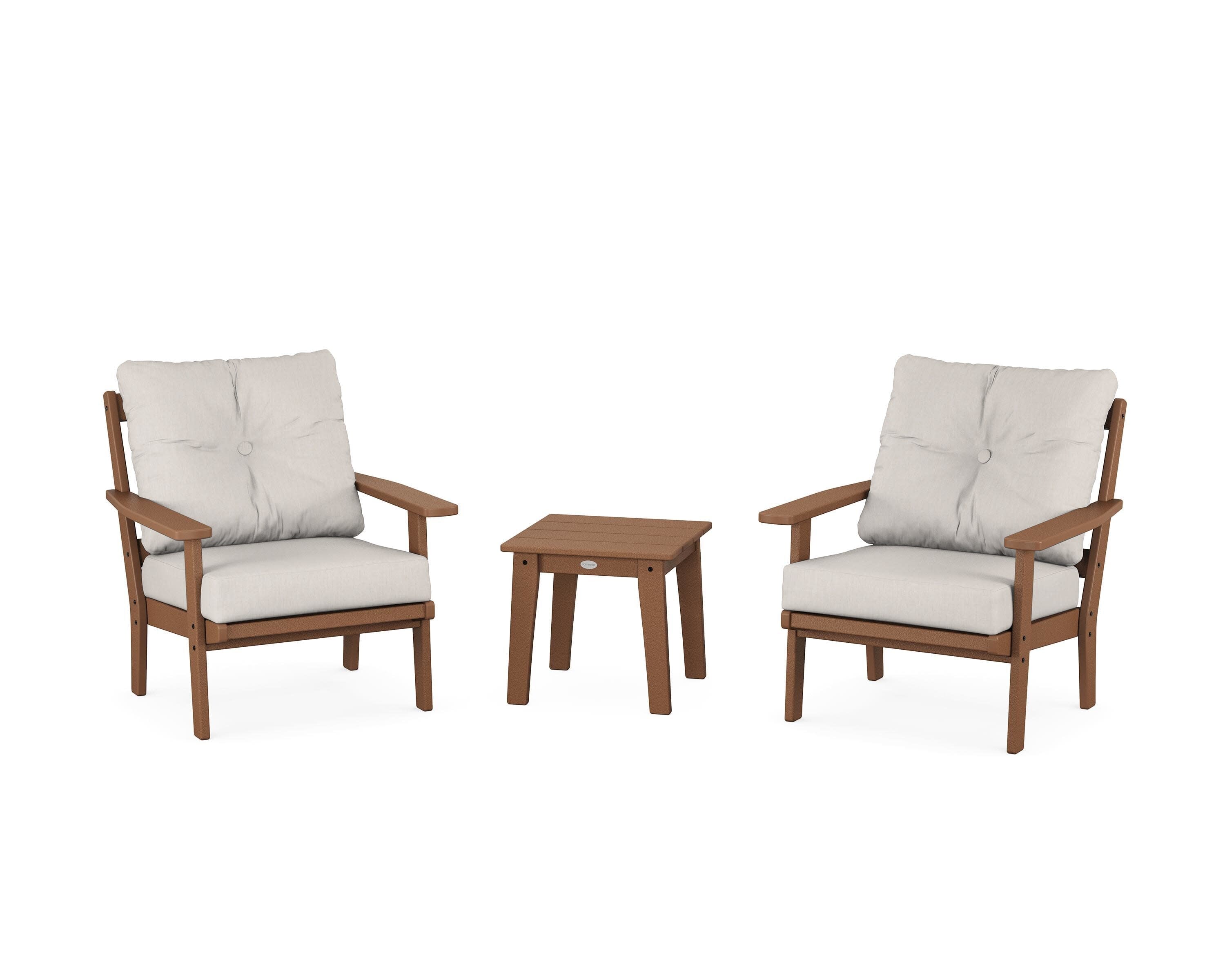 Prairie 3-Piece Deep Seating Set in Teak / Cast Ash