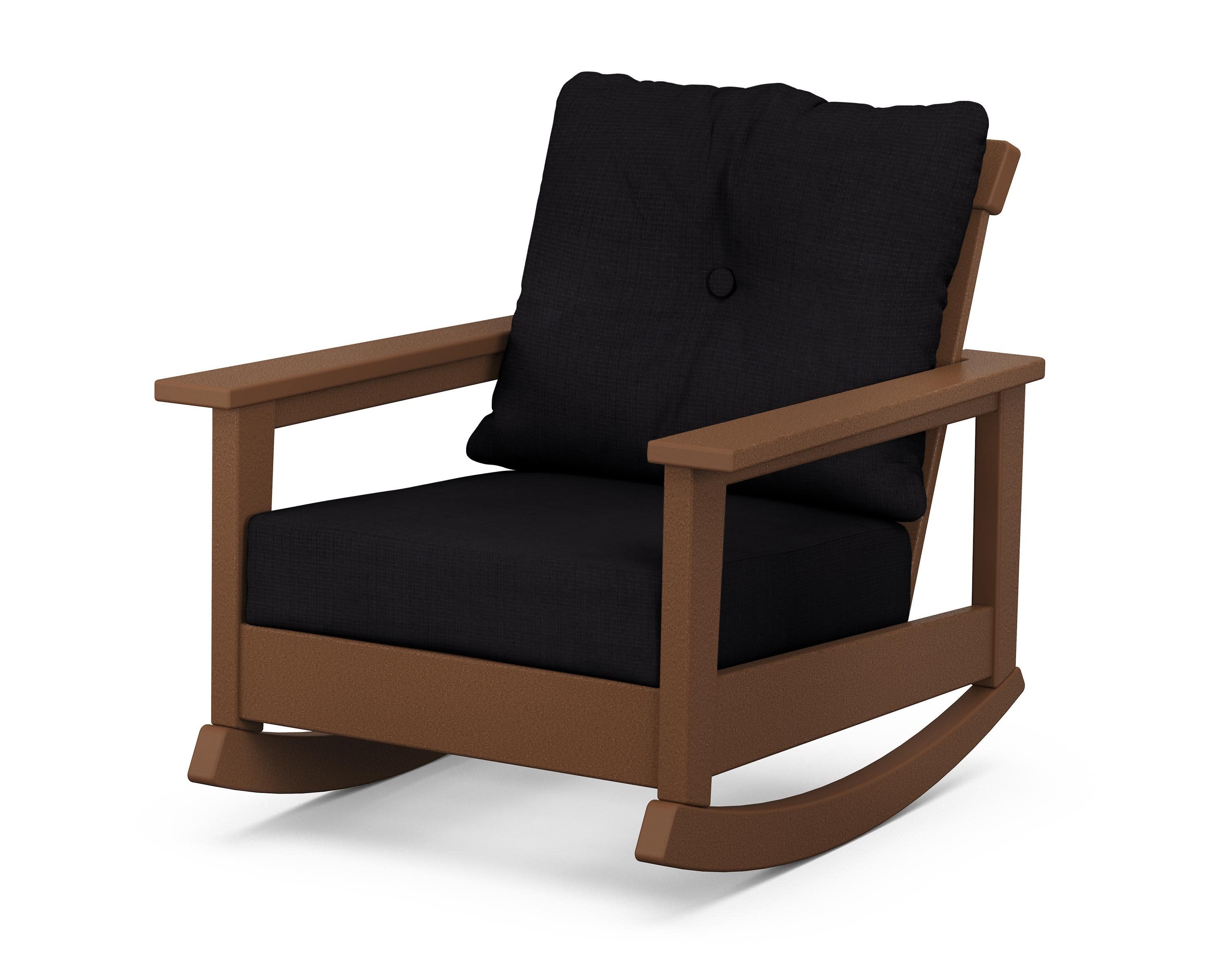 Prescott Deep Seating Rocking Chair in Teak / Midnight Linen