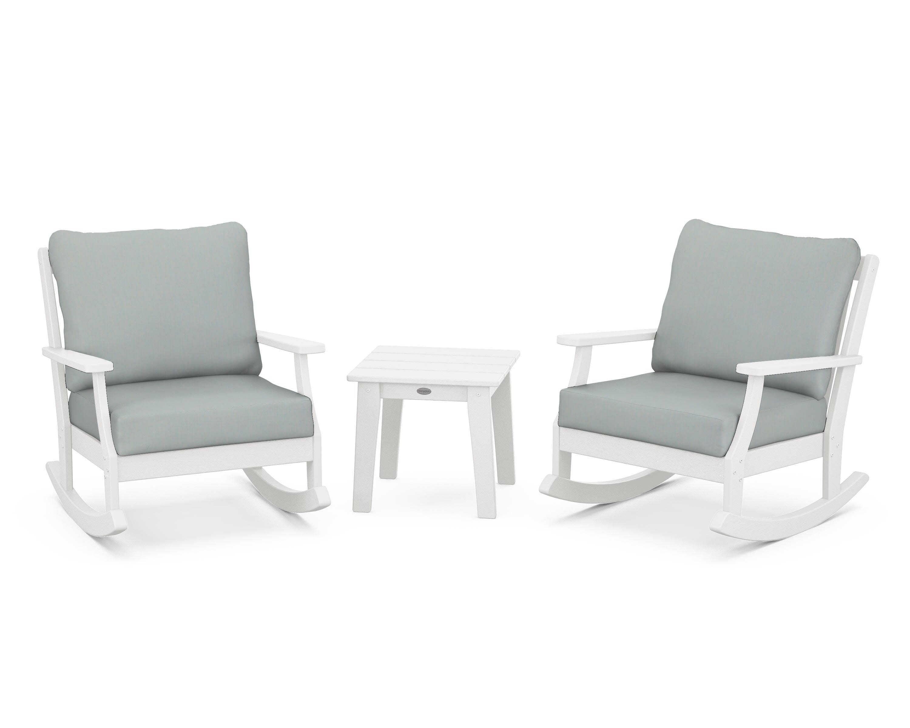 Braxton 3-Piece Deep Seating Rocker Set in Vintage White / Spa