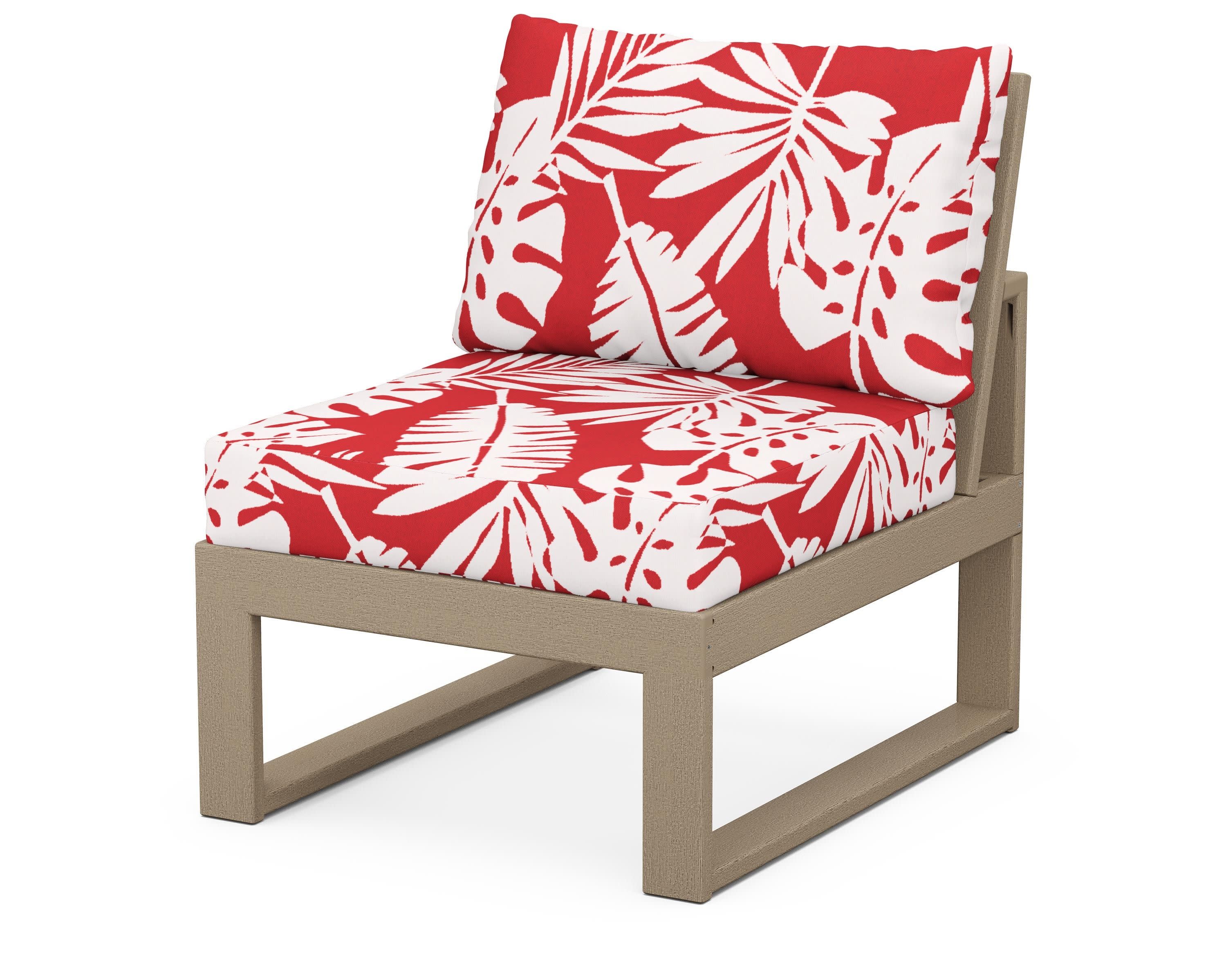 Modular Armless Chair in Vintage Sahara / Leaf Crimson