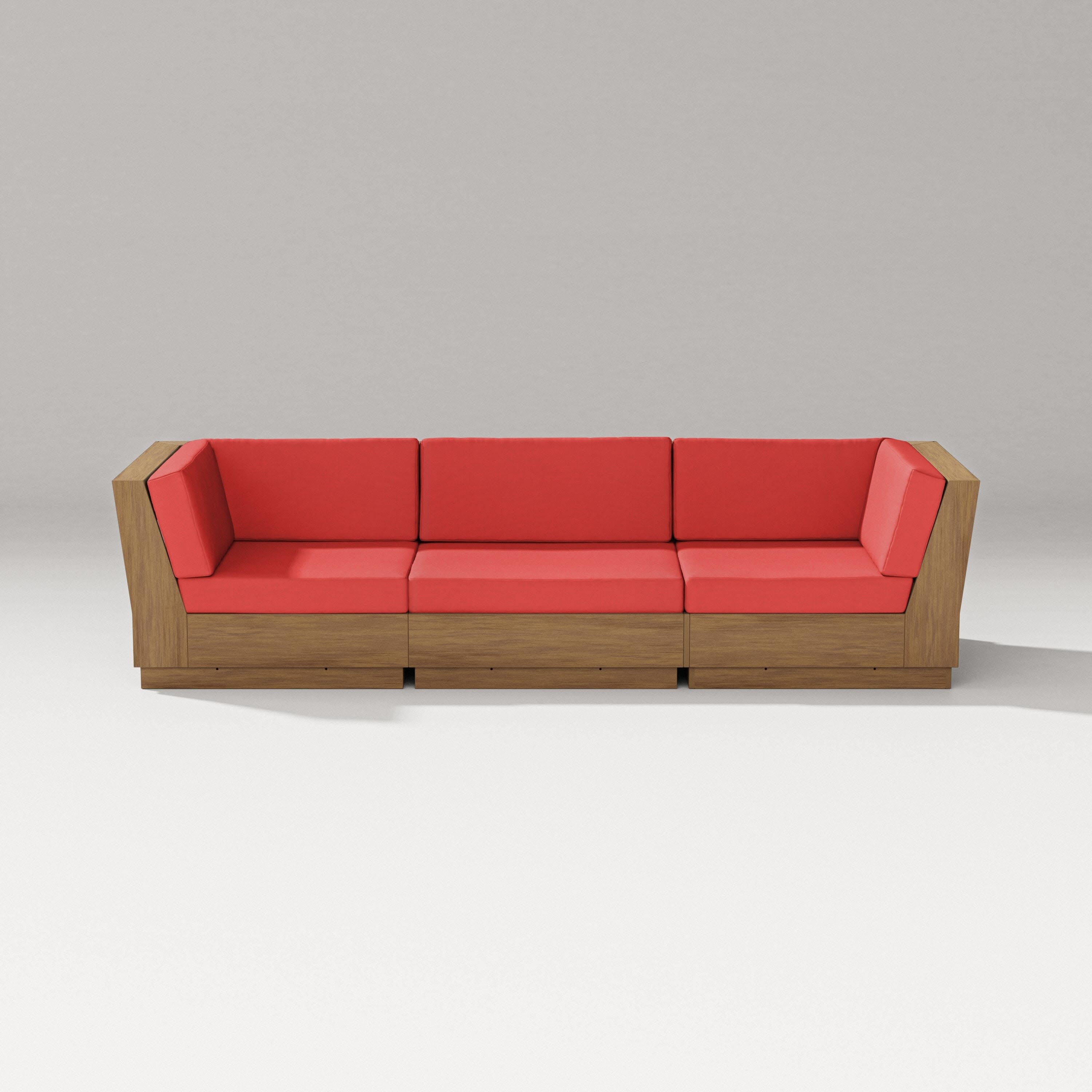Elevate Sofa Sectional in Natural / Crimson Linen