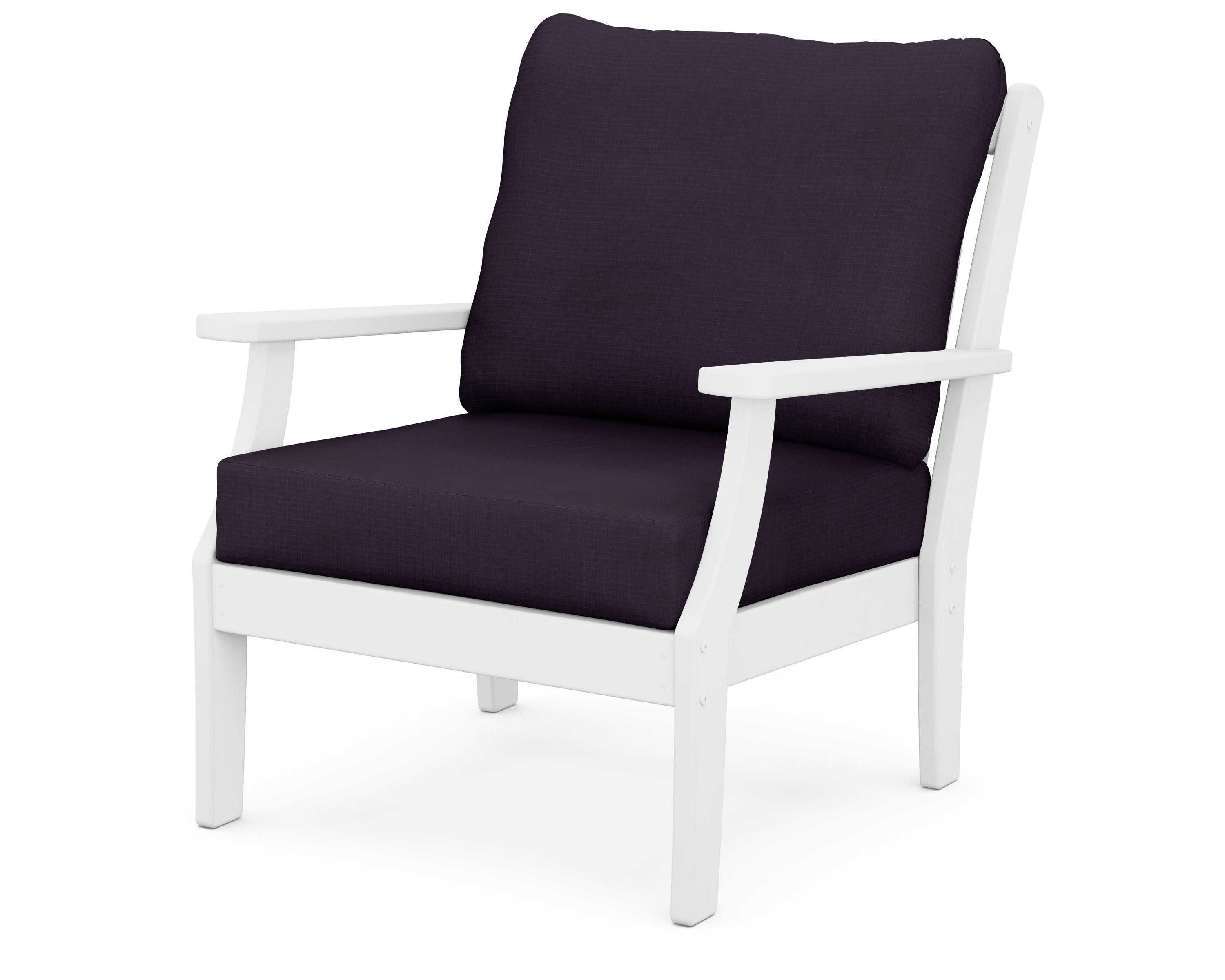 Braxton Deep Seating Chair in White / Navy Linen