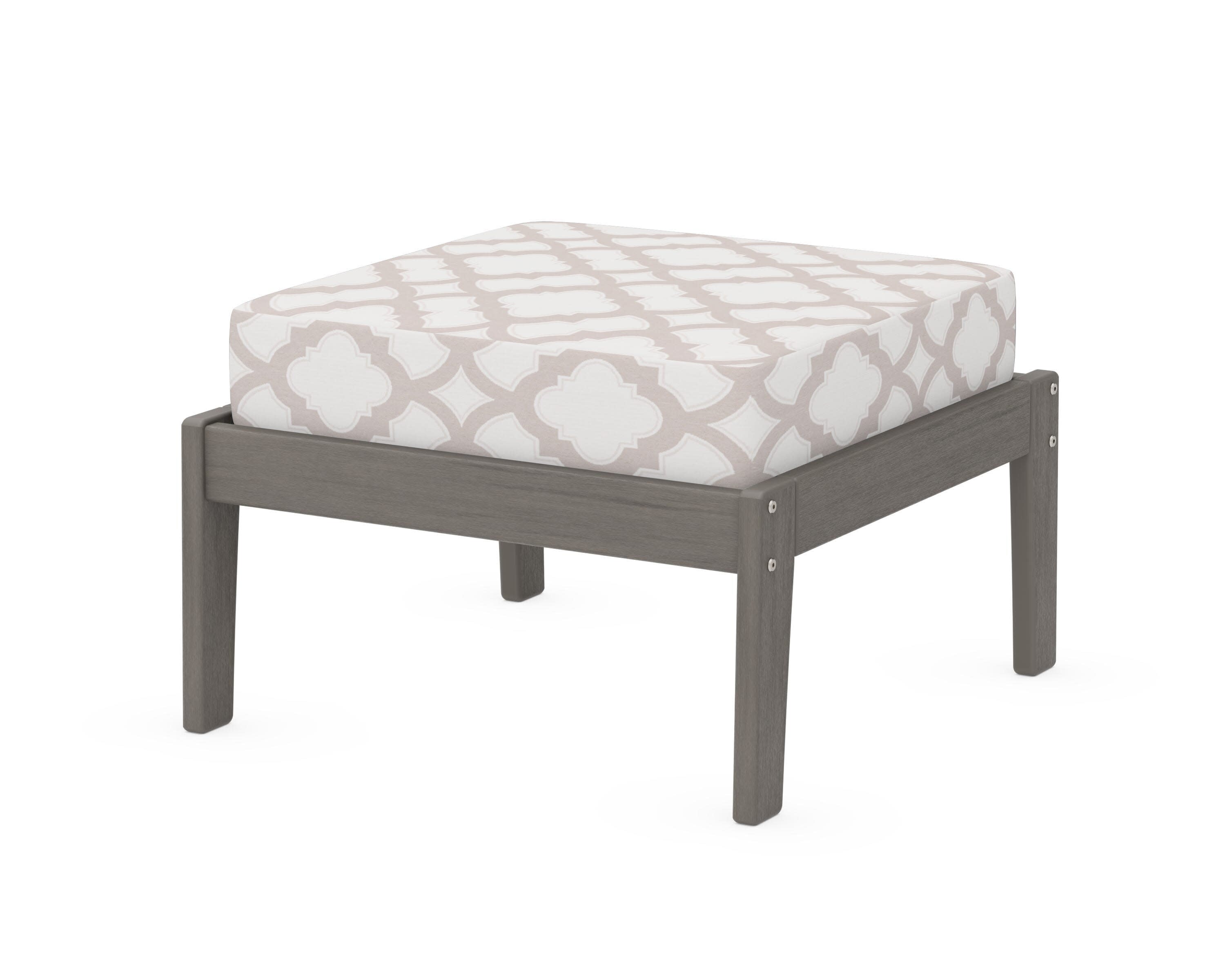 Deep Seating Ottoman in Driftwood / Trellis Dune Burlap