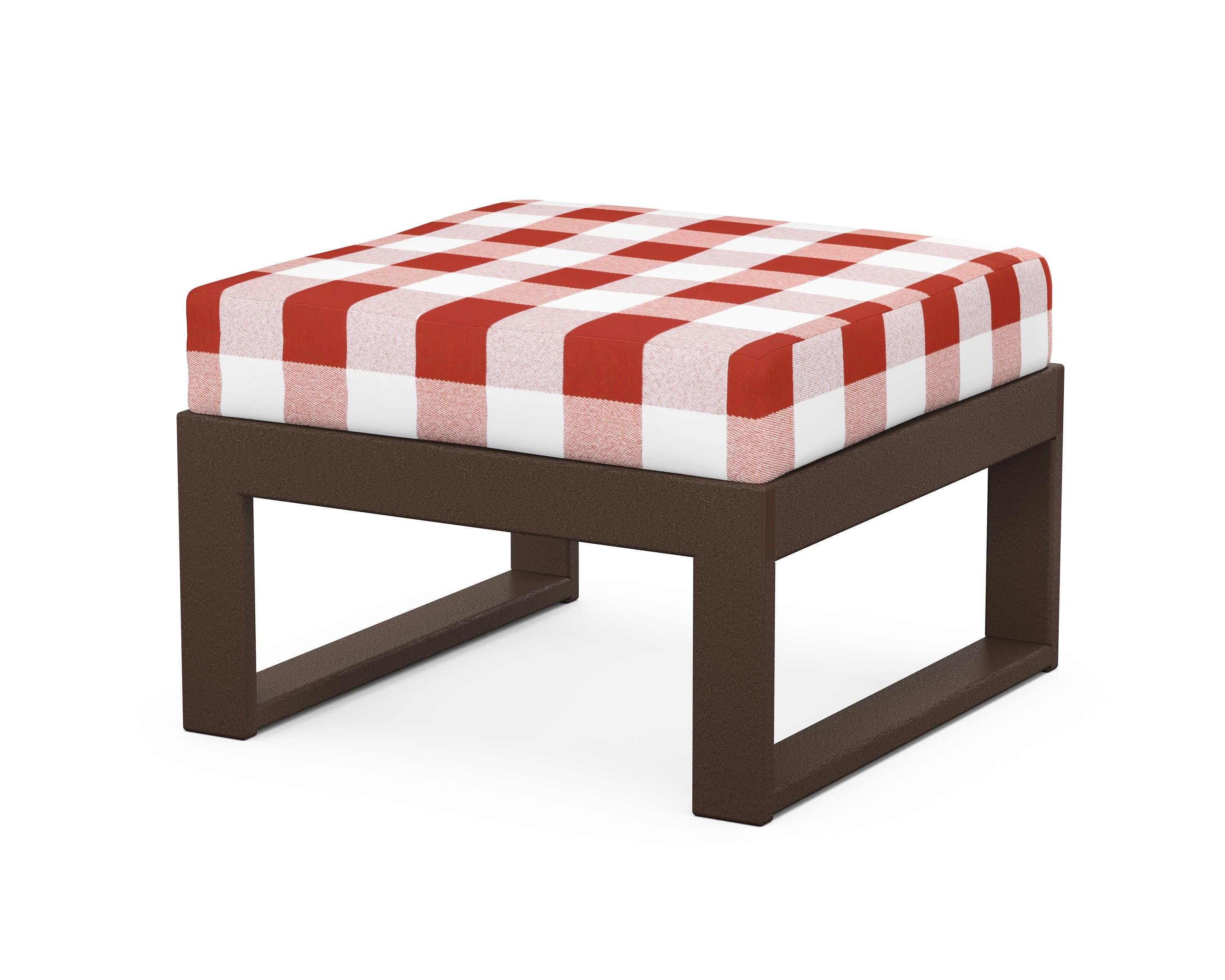 Modular Ottoman - Modern in Mahogany / Buffalo Plaid Crimson