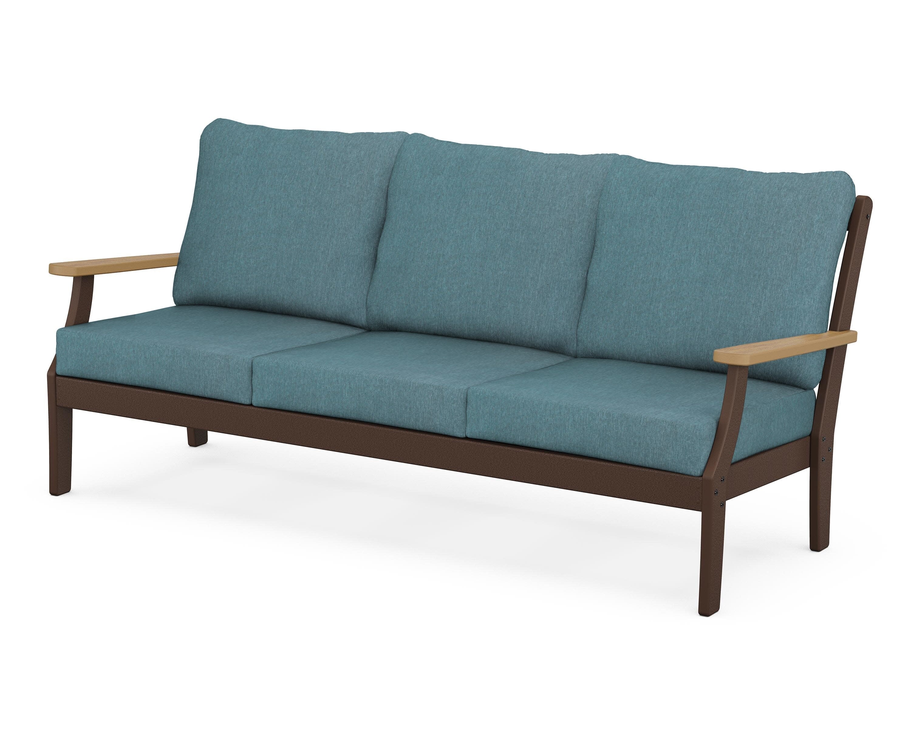 Braxton Deep Seating Sofa in Mahogany / Natural / Ocean Teal